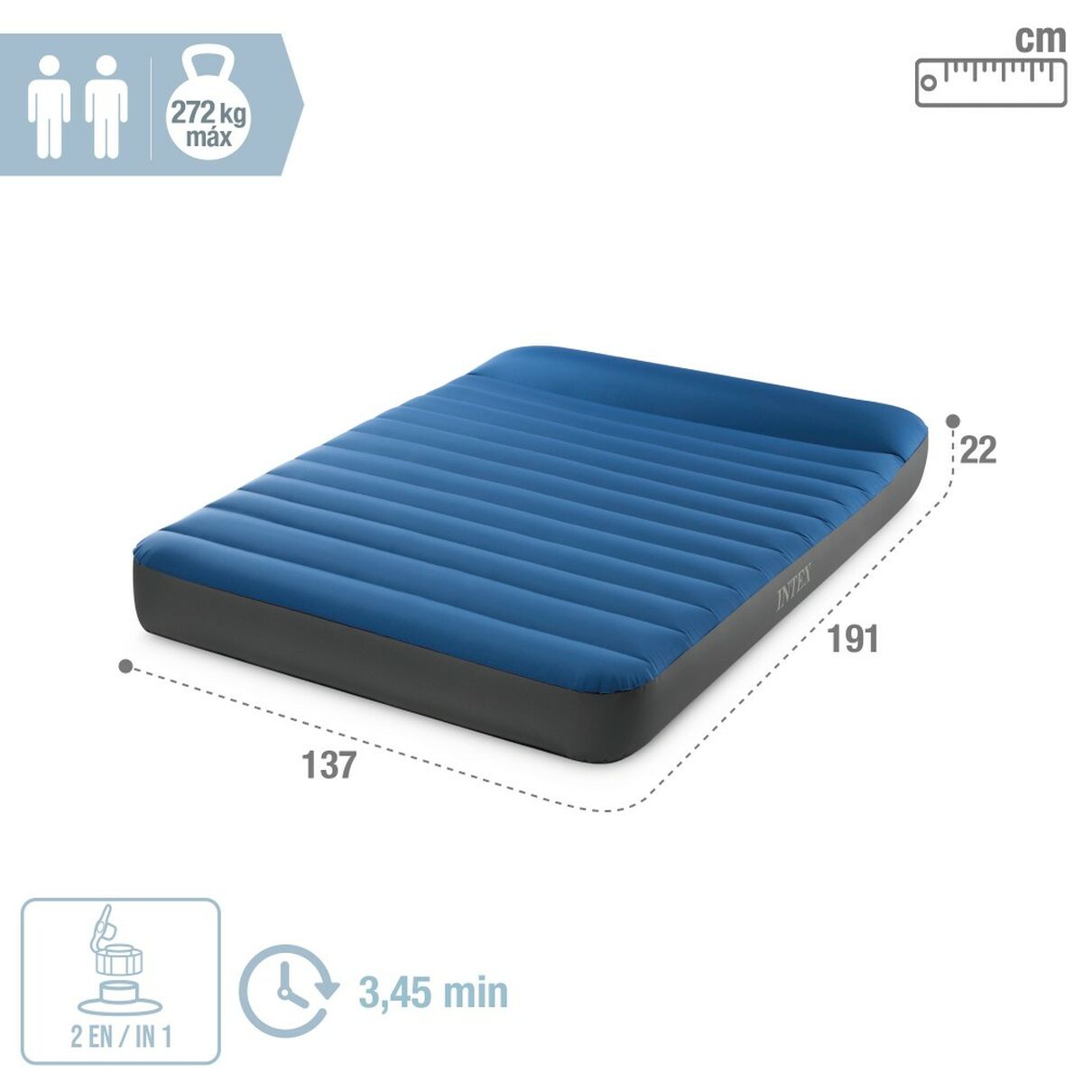 Luftmadrass Intex 137 x 22 x 191 cm (3 antal) - 12