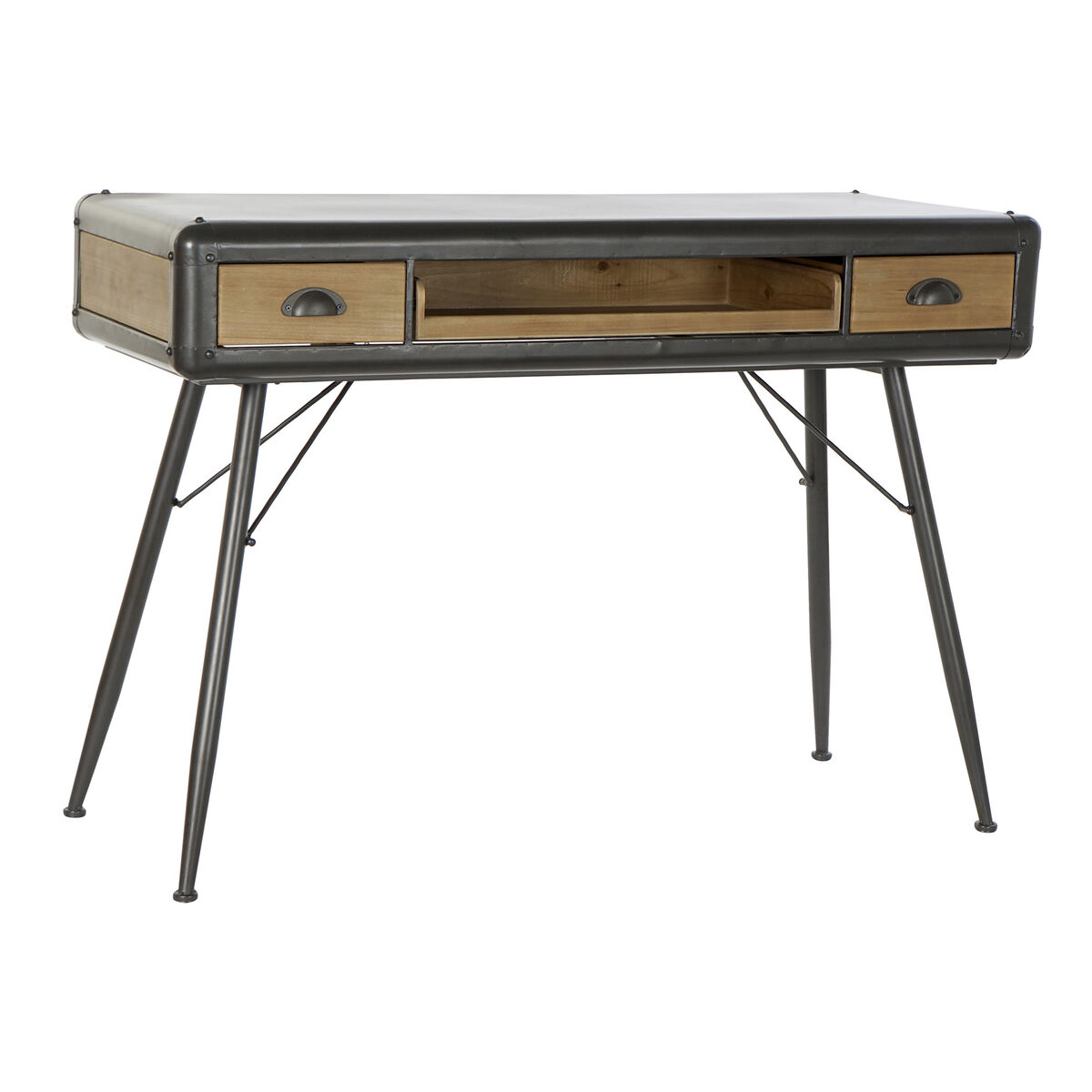 Skrivbord DKD Home Decor Naturell Ljusgrå Metall Gran Granträ 118 x 52 x 84 cm - 9