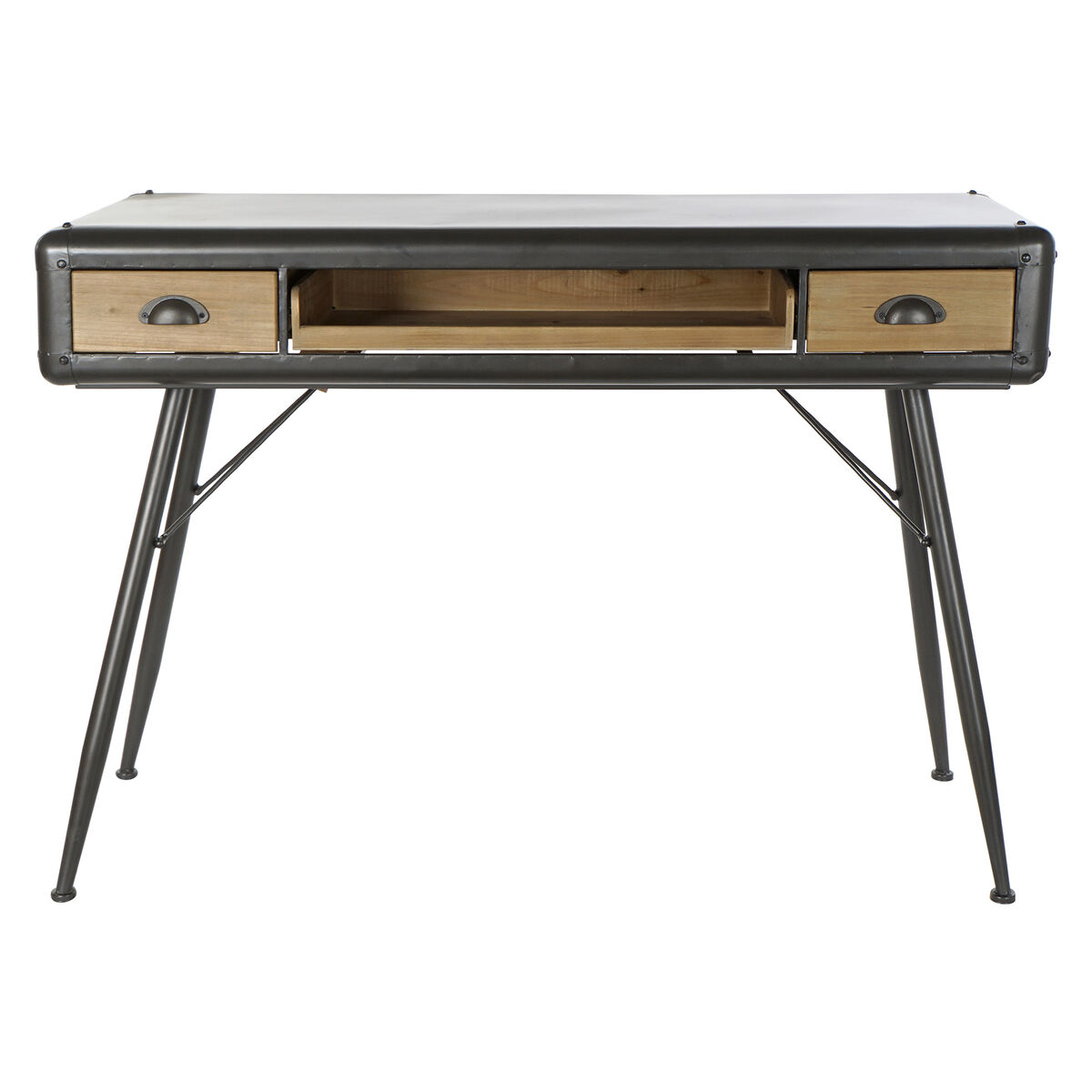 Skrivbord DKD Home Decor Naturell Ljusgrå Metall Gran Granträ 118 x 52 x 84 cm - 13