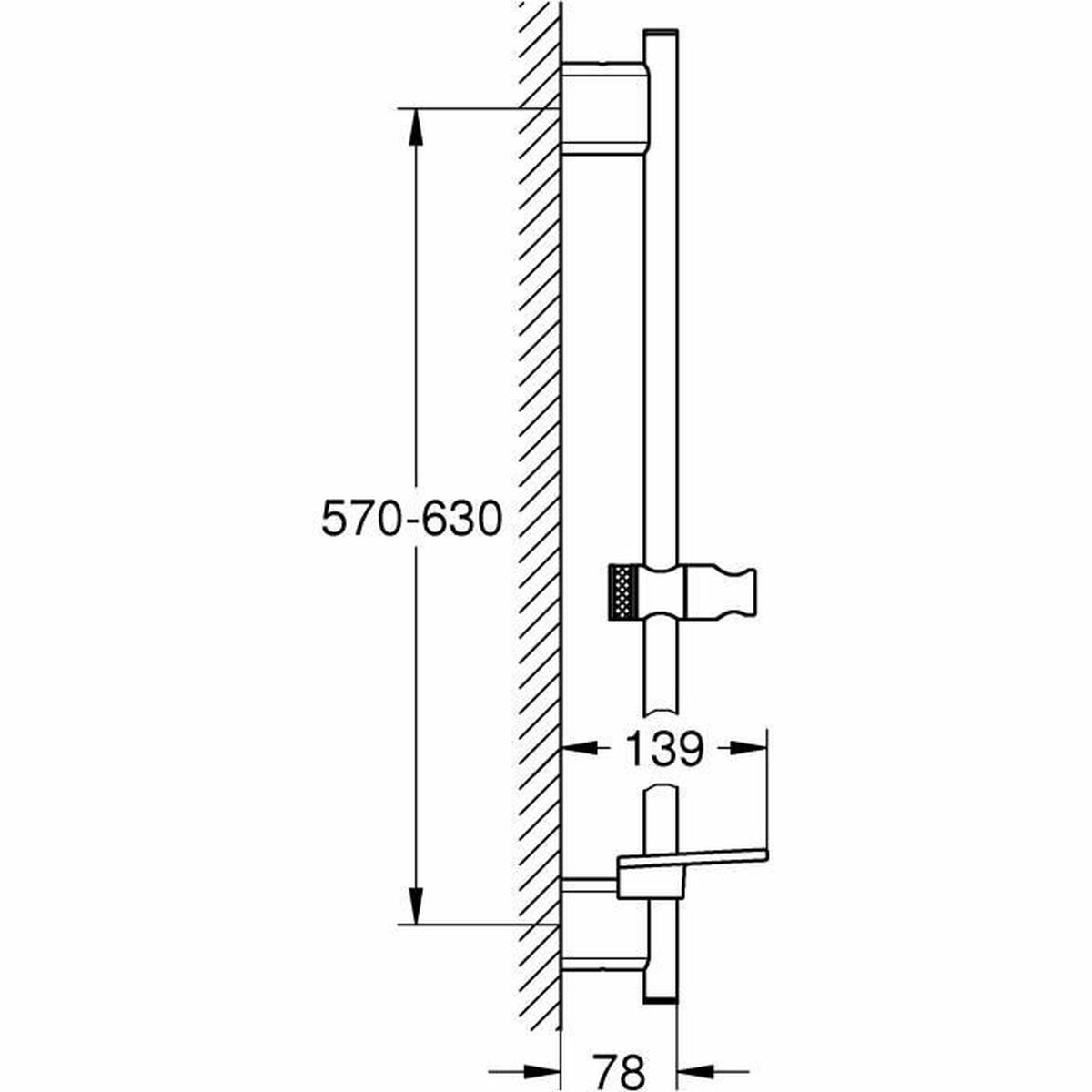 Shower rod Grohe 26599000 Metall Plast 60 cm - 2