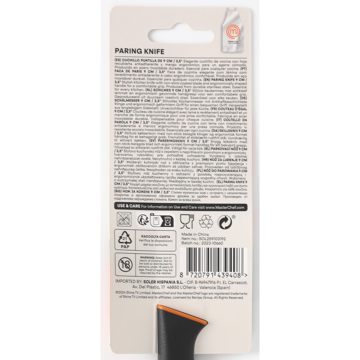 Kökskniv MasterChef Svart Silvrig 9 cm (24 antal) - 3