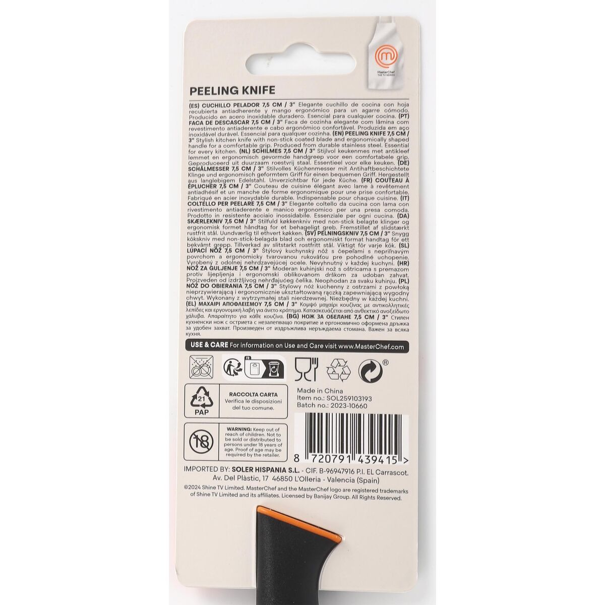 Skalkniv MasterChef Svart Silvrig Rostfritt stål 7,5 cm (24 antal) - 3