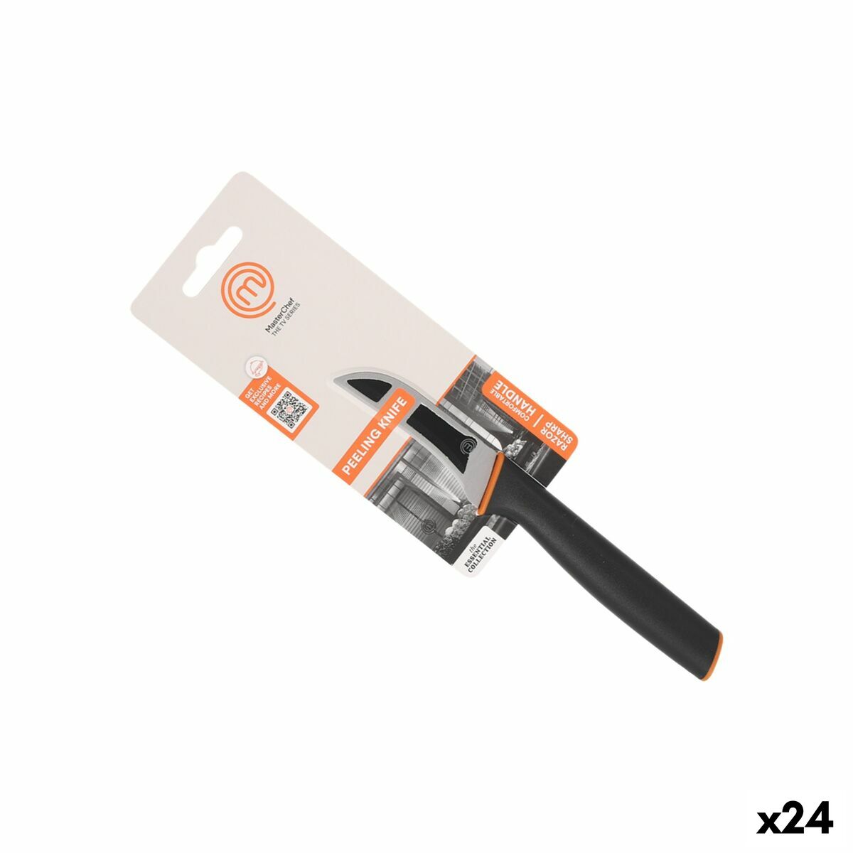 Skalkniv MasterChef Svart Silvrig Rostfritt stål 7,5 cm (24 antal)