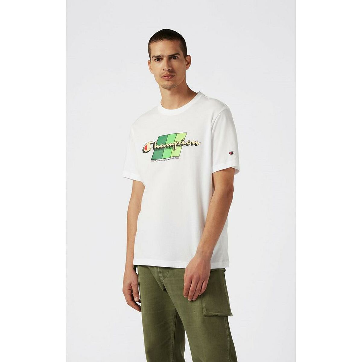 T-shirt med kortärm Herr Champion CHAMPION SS TEE 221219 Vit - 2