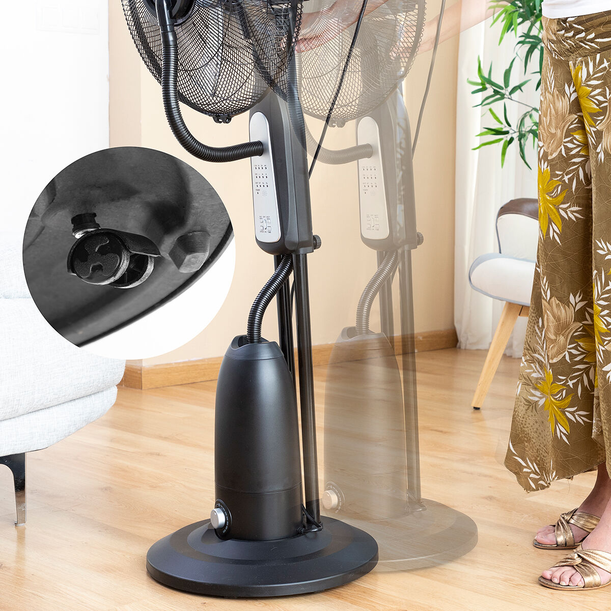 Golvfläkt med fjärrkontroll InnovaGoods Svart 2,8 L 90 W (Renoverade C) - 8