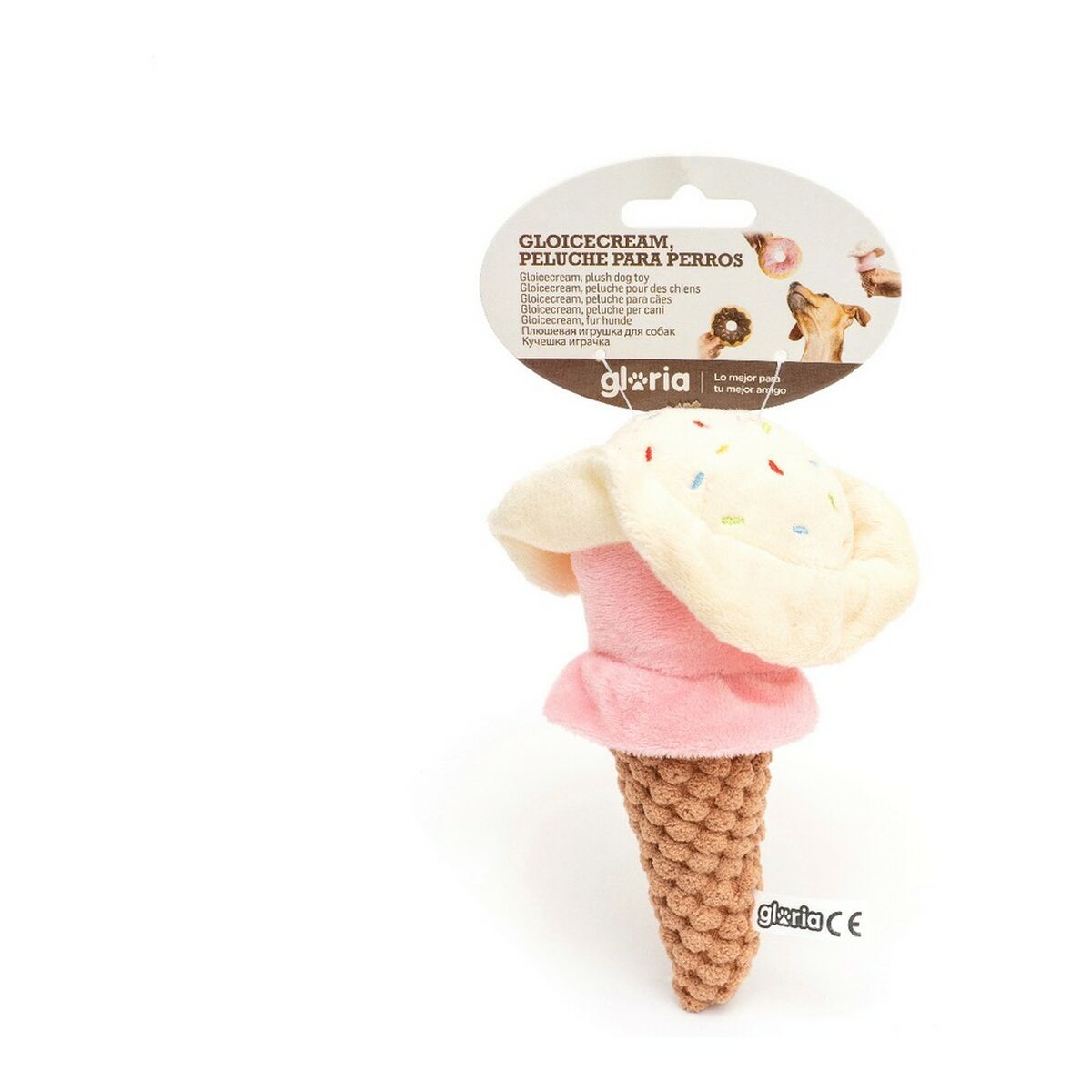 Mjuk leksak för hundar Gloria Gloicecream Multicolour Polyester polypropen Glass 9 x 9 x 17 cm - 3