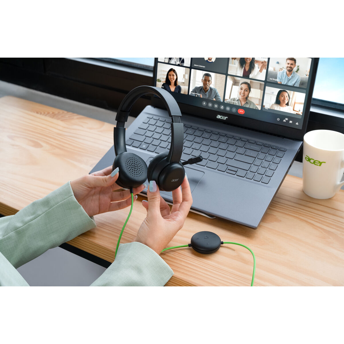 Hörlurar med mikrofon Gaming Acer AHW250 Svart - 6