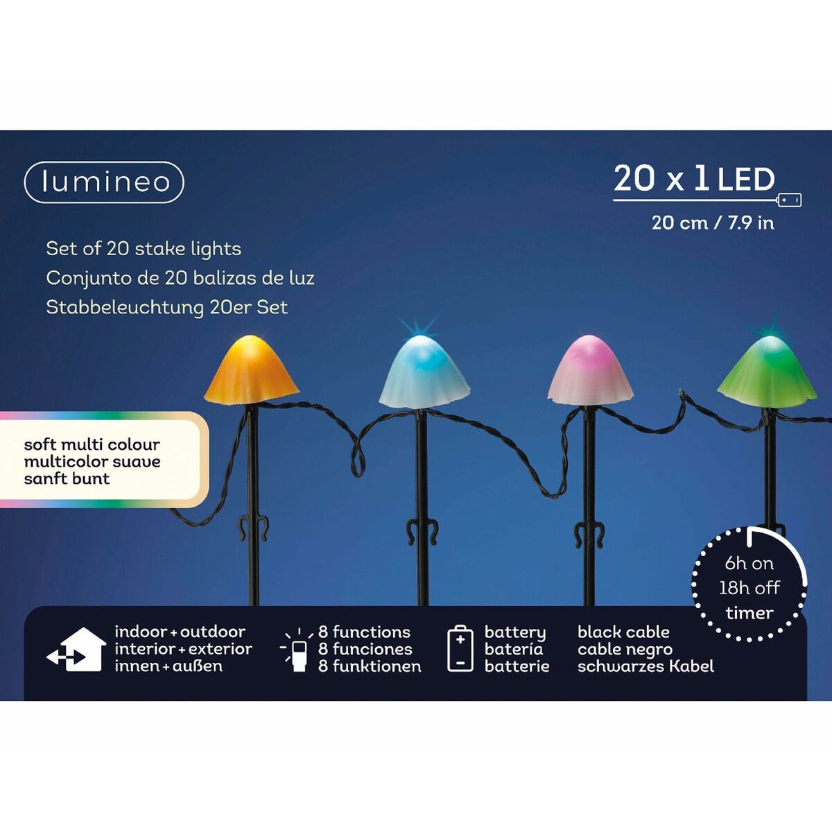 Dekorativ belysning för växter Lumineo 491763 Multicolour Mini Svamp (20 antal) - 3