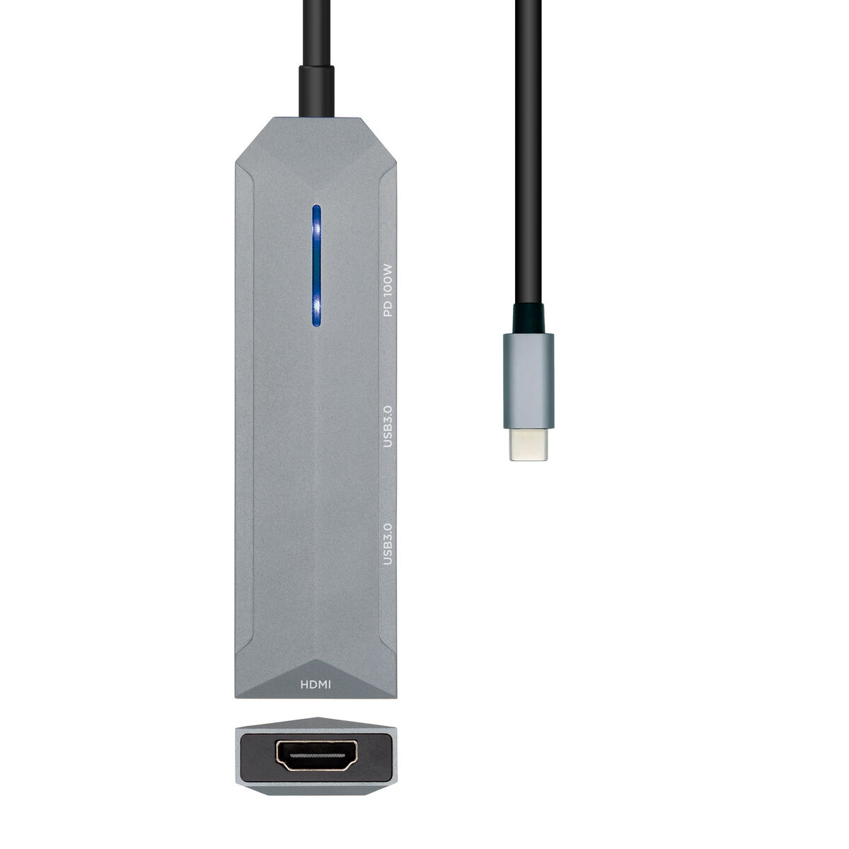 USB-HUB Aisens ASUC-4P002-GR Svart Grå - 2