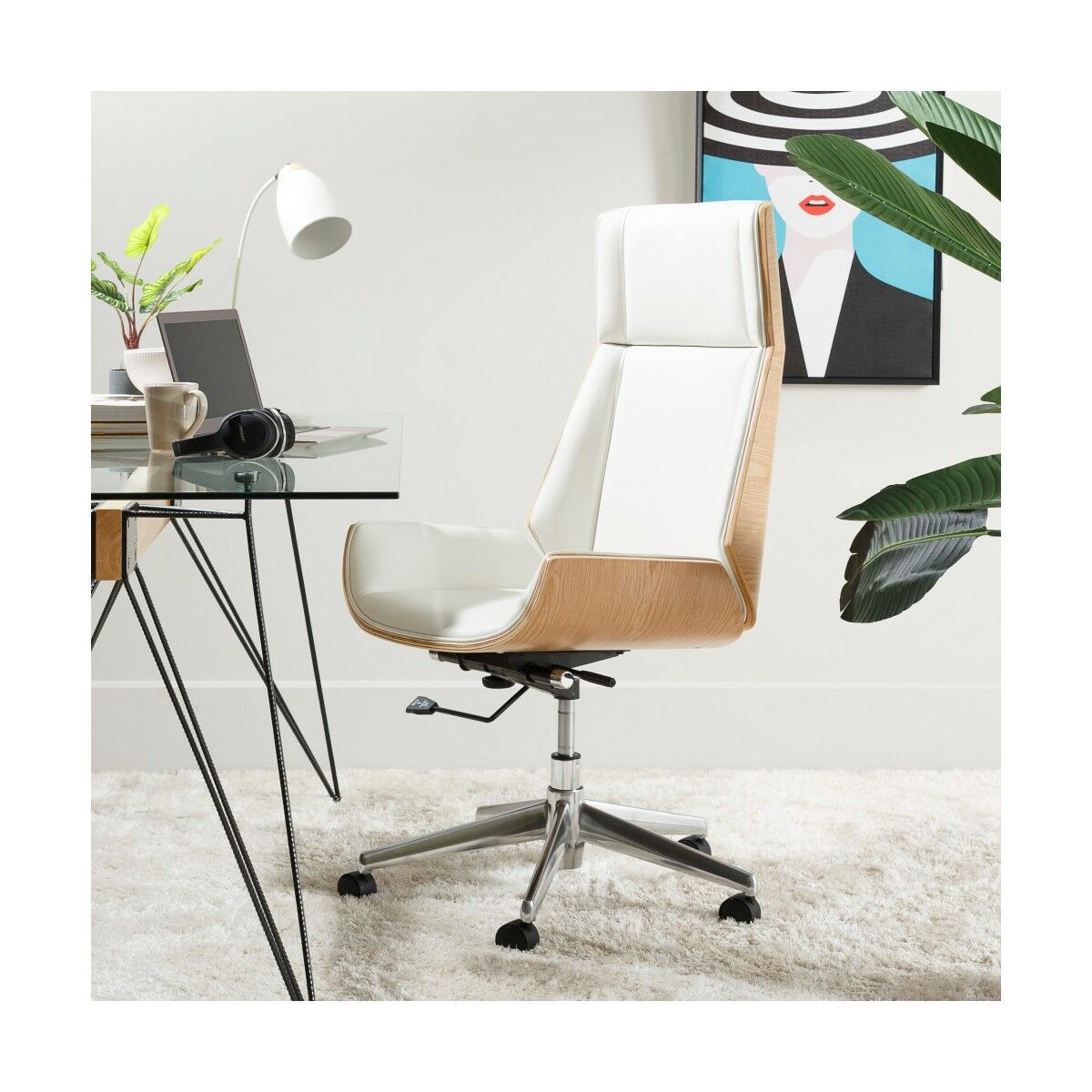 Fåtölj Vit Naturell Järn 100 % Polyuretan 65 x 66 x 108,5 cm - 3