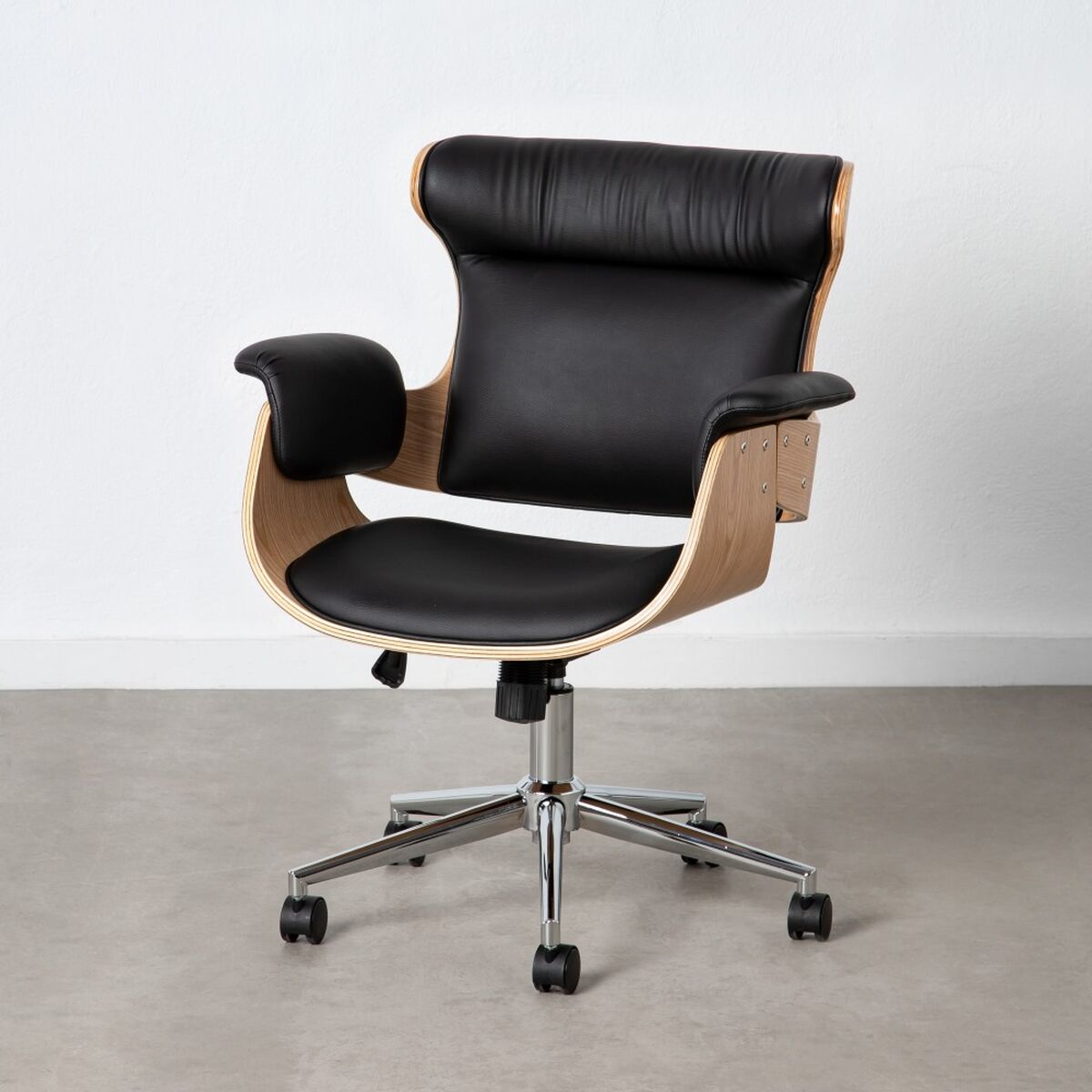 Kontorsstol Svart Naturell 68 x 62 x 85 cm
