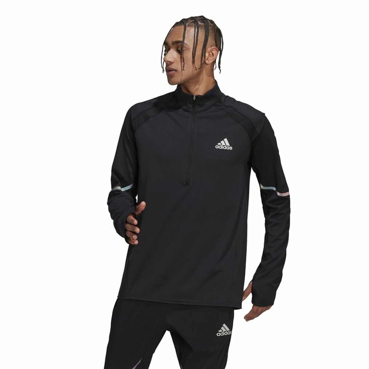 Tröja utan huva Herr Adidas Fast 1/2 Zip Svart - 12