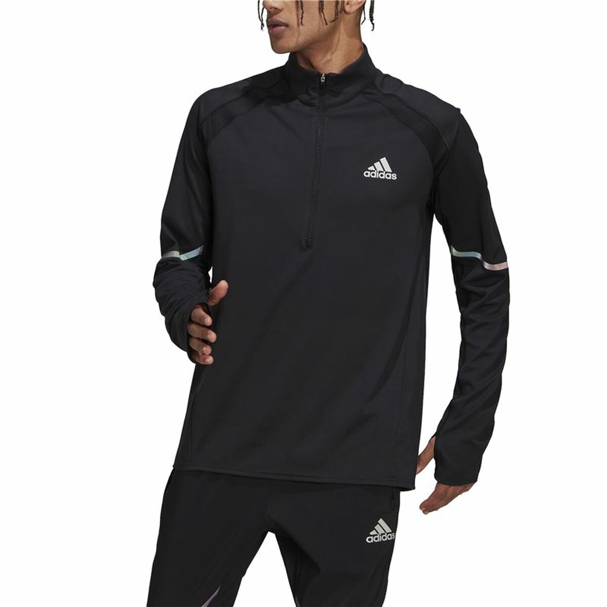 Tröja utan huva Herr Adidas Fast 1/2 Zip Svart - 6