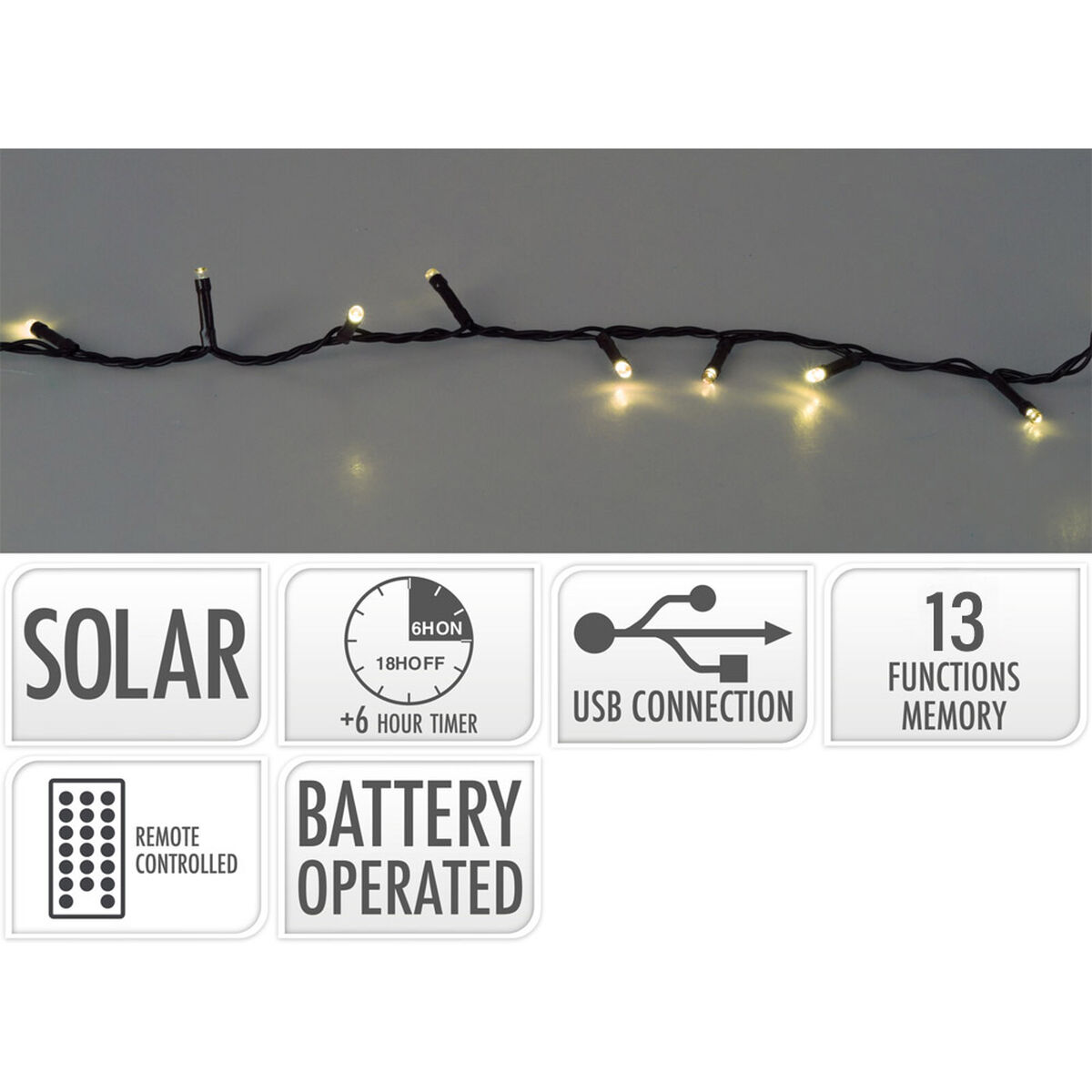 LED-krans Lifetime Varmvit 20 m Sol - 2