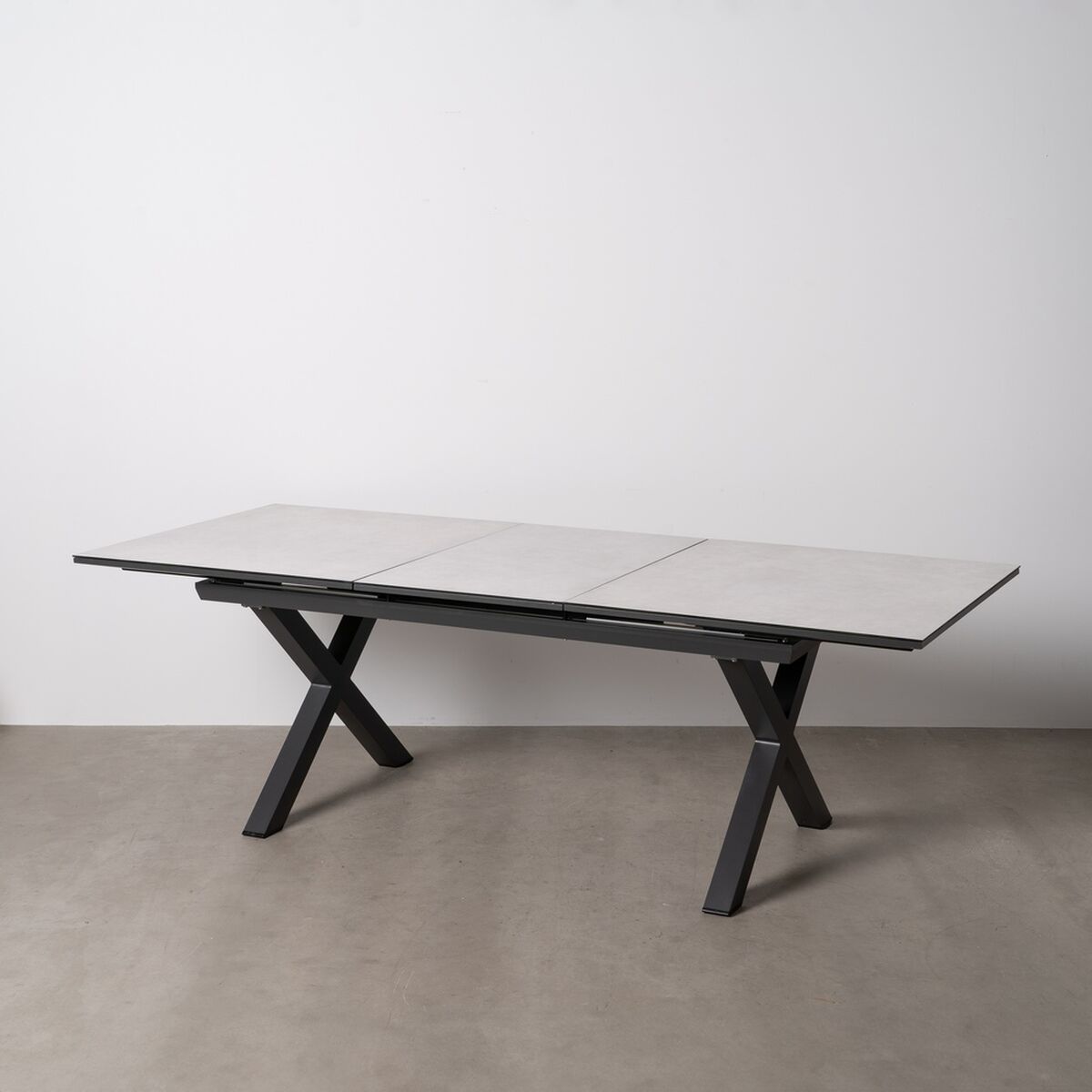 Matsalsbord Vit Svart Keramik Aluminium Glas 180 x 100 x 77 cm - 2