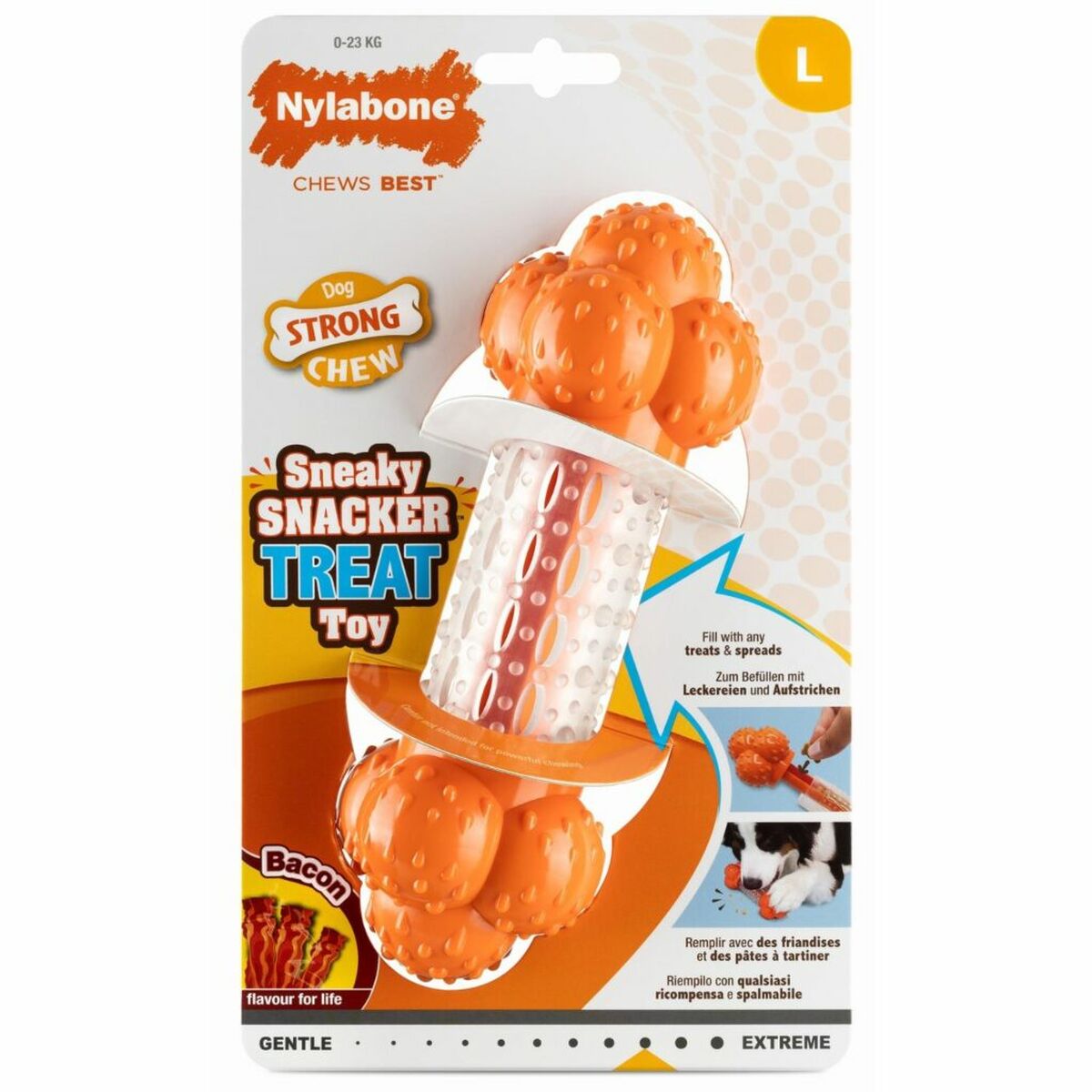 Tuggleksak för hundar Nylabone Orange Bacon Konstgjord L - 2