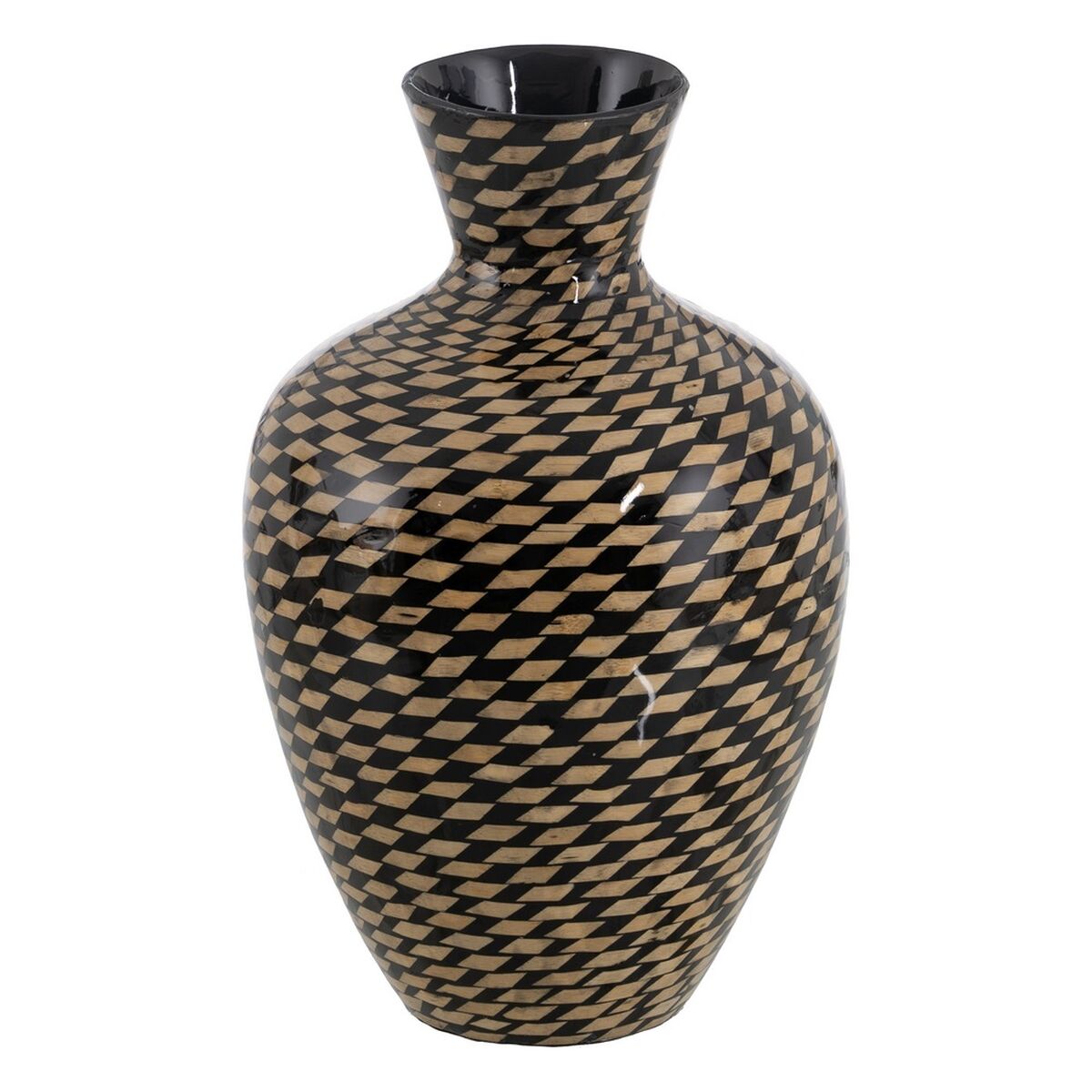 Vas Svart Beige Bambu 28 x 28 x 46 cm