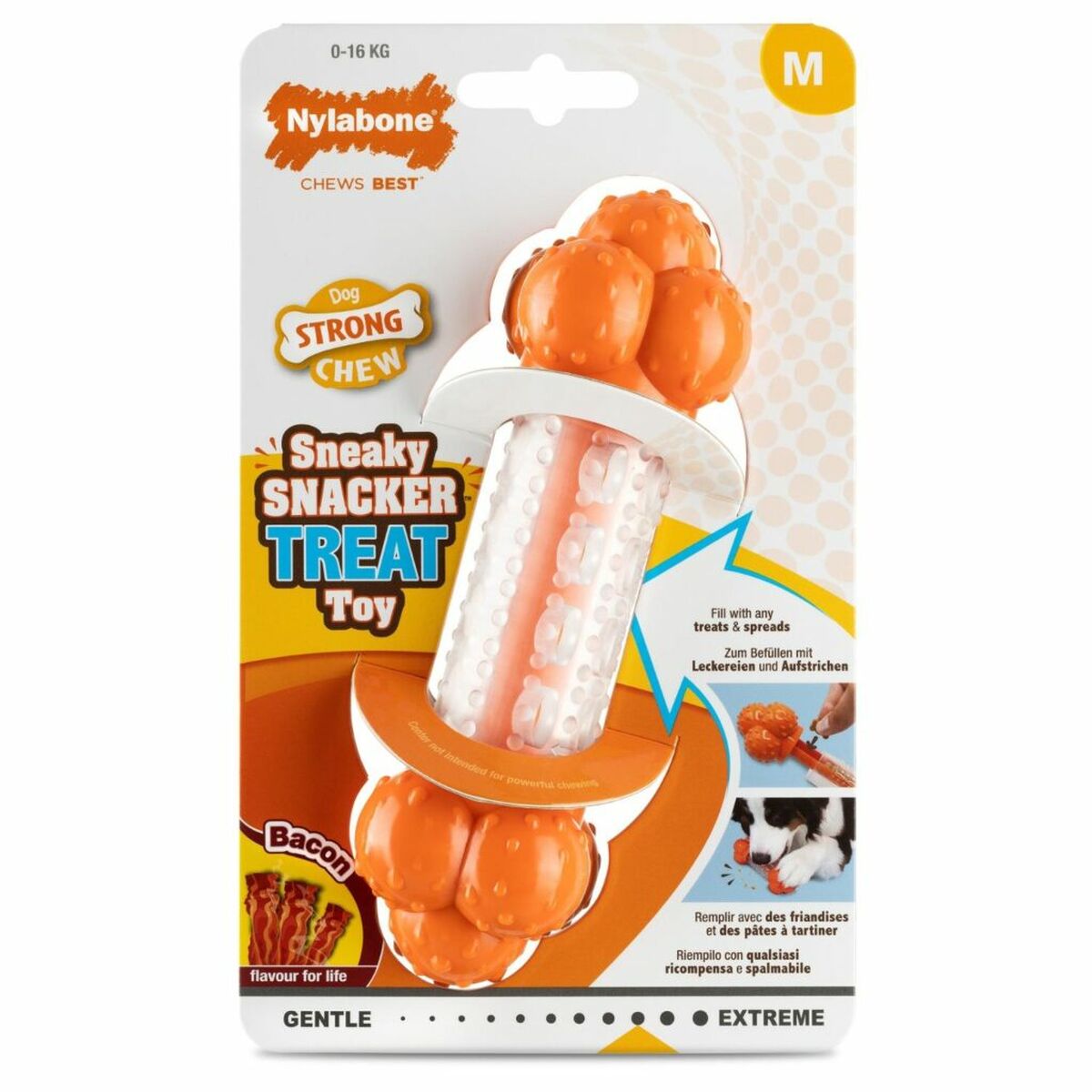 Tuggleksak för hundar Nylabone Orange Bacon Konstgjord M - 2