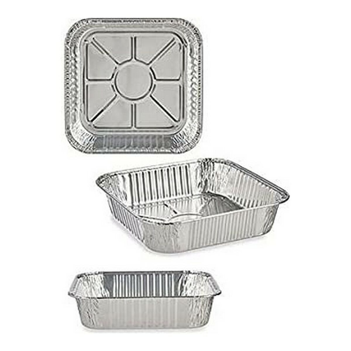 Uppsättning med Brickor Kinvara Silvrig Silver Aluminium 20,5 x 6,5 x 20,5 cm - 2