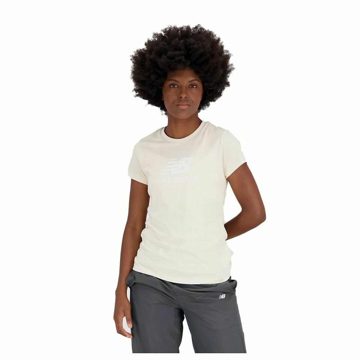 T-shirt med kortärm Dam New Balance Essentials Beige - 3
