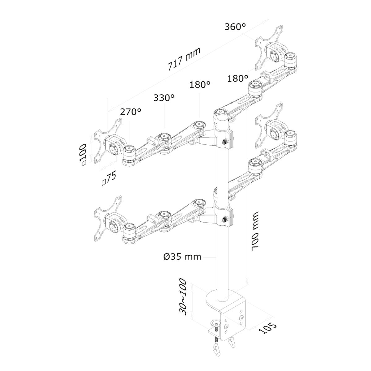 Bordfäste för Skärm Neomounts FPMA-D935D4 Silvrig 27" - 3