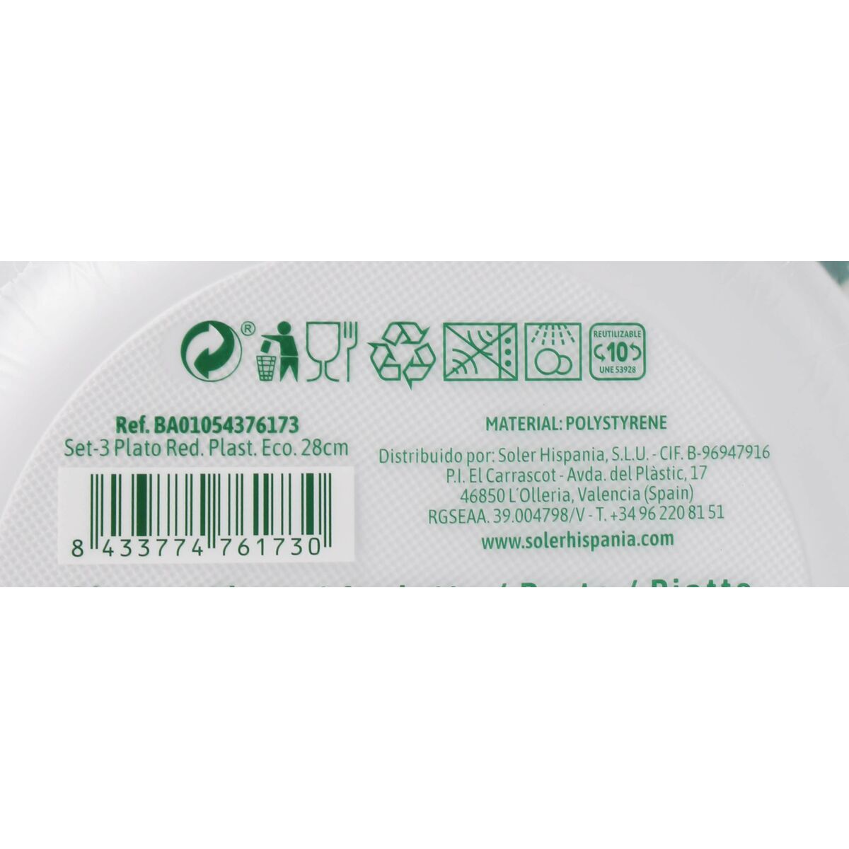 Set med återanvändbara tallrikar Algon Vit Plast 28 x 28 x 1,5 cm (36 antal) - 5