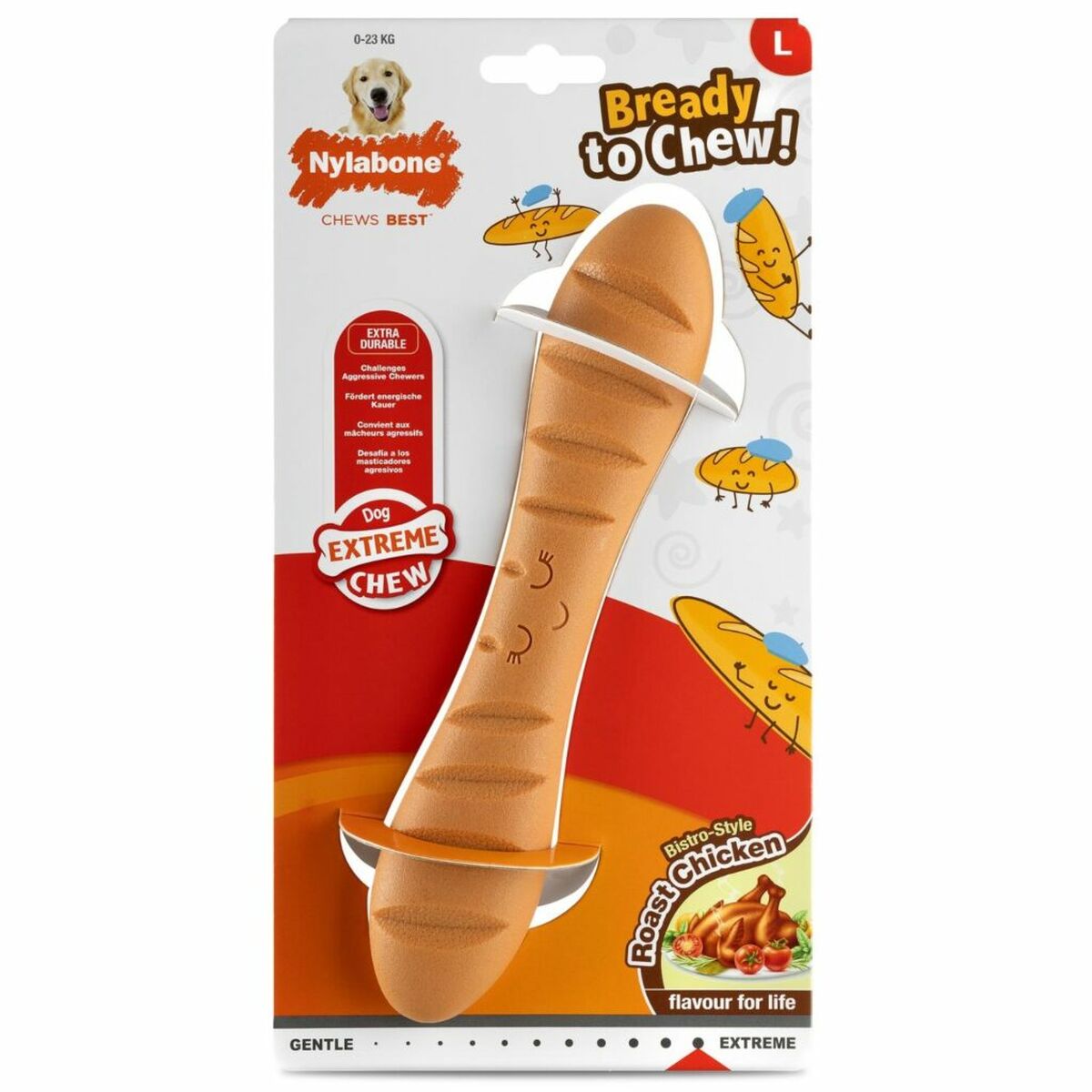 Tuggleksak för hundar Nylabone Brun Kyckling Konstgjord L - 2