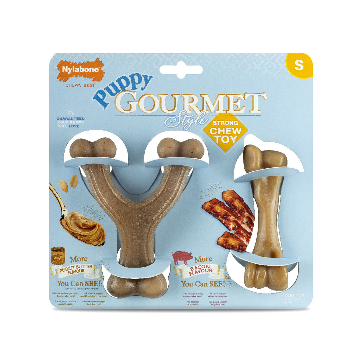 Tuggleksak för hundar Nylabone Brun Jordnötssmör Bacon Konstgjord S - 2