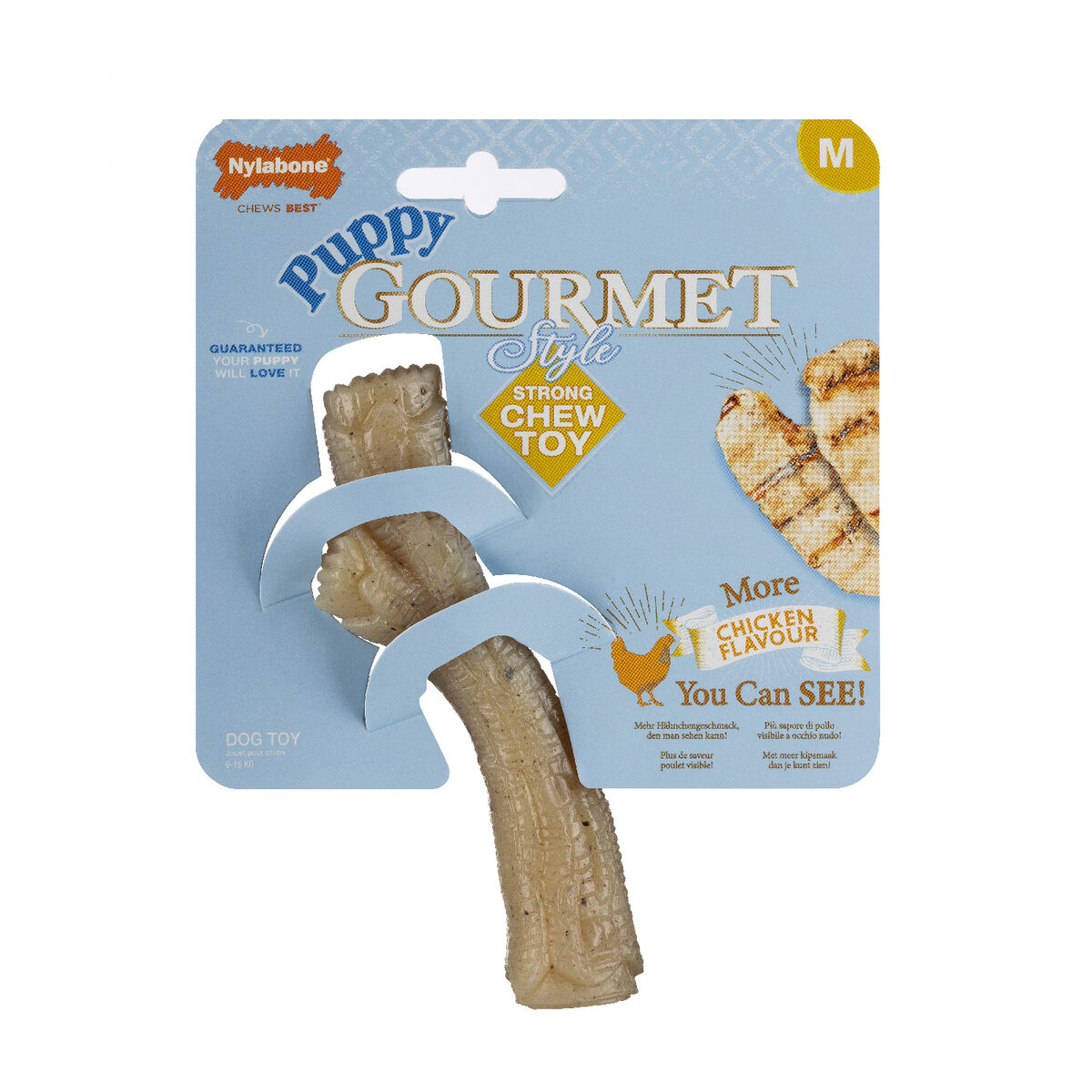 Tuggleksak för hundar Nylabone Brun Kyckling Konstgjord M - 2