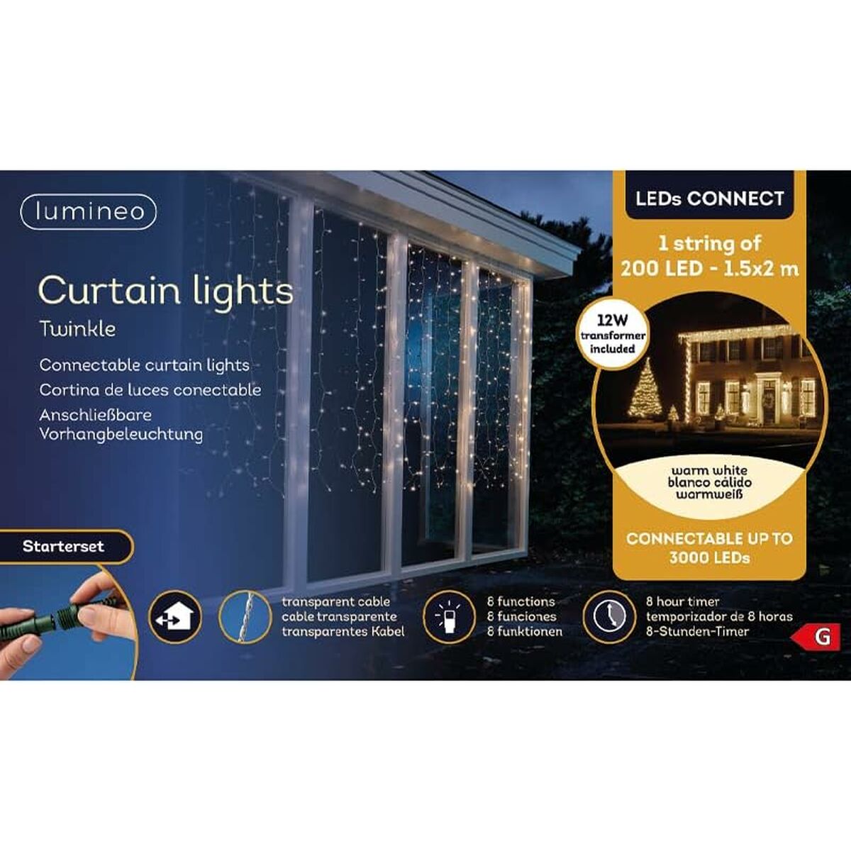 Gardinbelysning med LED Lumineo Varmvit - 3