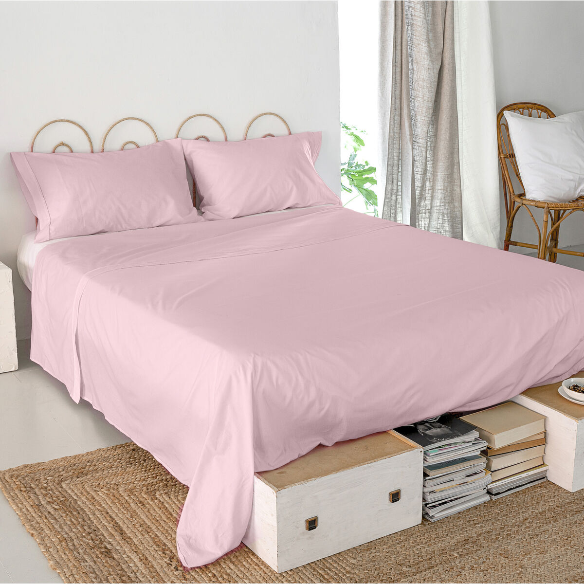 Överlakan HappyFriday Basic Ljusrosa 240 x 270 cm - 2