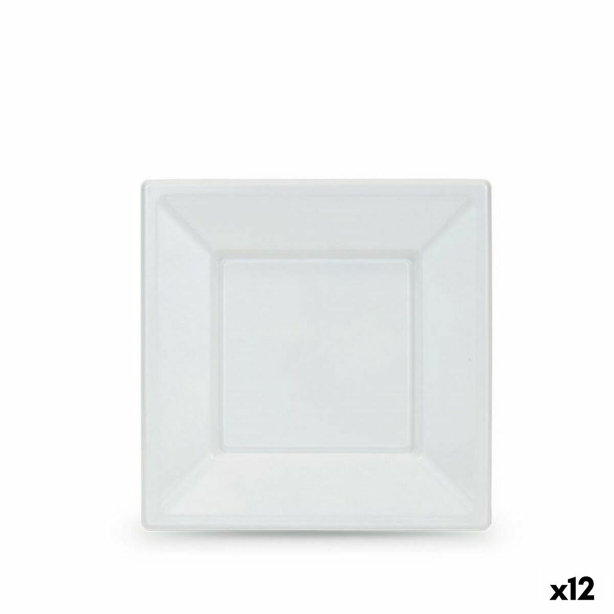Set med återanvändbara tallrikar Algon Vit Plast 18 x 18 x 1,5 cm (24 antal) - 3