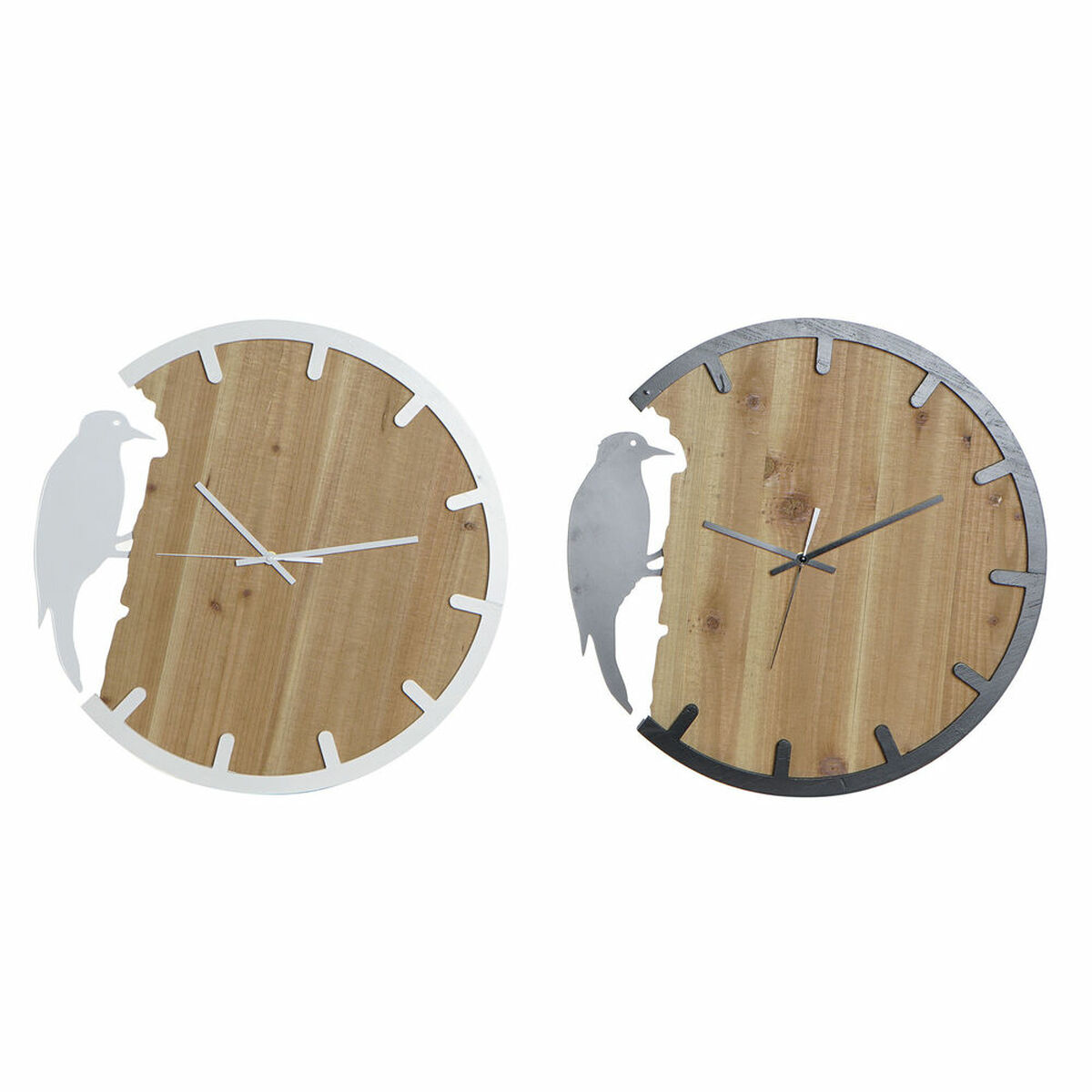 Väggklocka DKD Home Decor Vit Brun Svart Vit/Svart Järn Plast Trä MDF Fågel 50 x 4 x 50 cm (2 antal) - 7