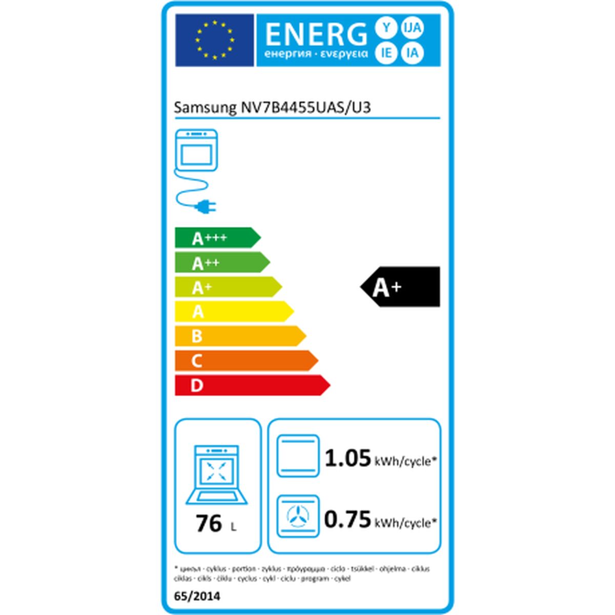 Ugn Samsung NV7B4455UAS/U3 76 L 60 cm - 3