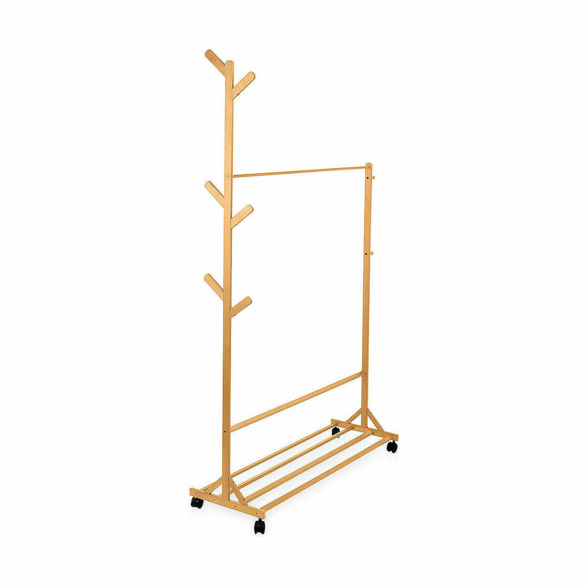 Klädhängare på hjul Confortime Naturell Bambu 100 x 35 x 170 cm - 4