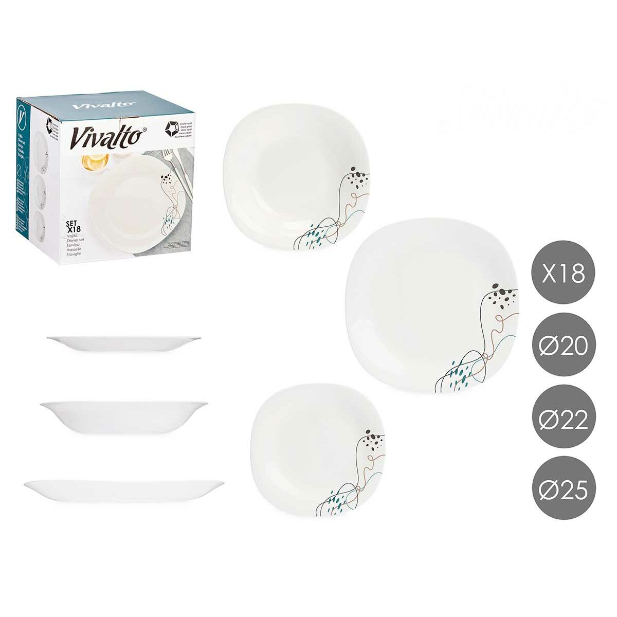 Servissats Vivalto LFP-110/85/LFTP-90 1 Vit Opalinglas (2 antal) - 3