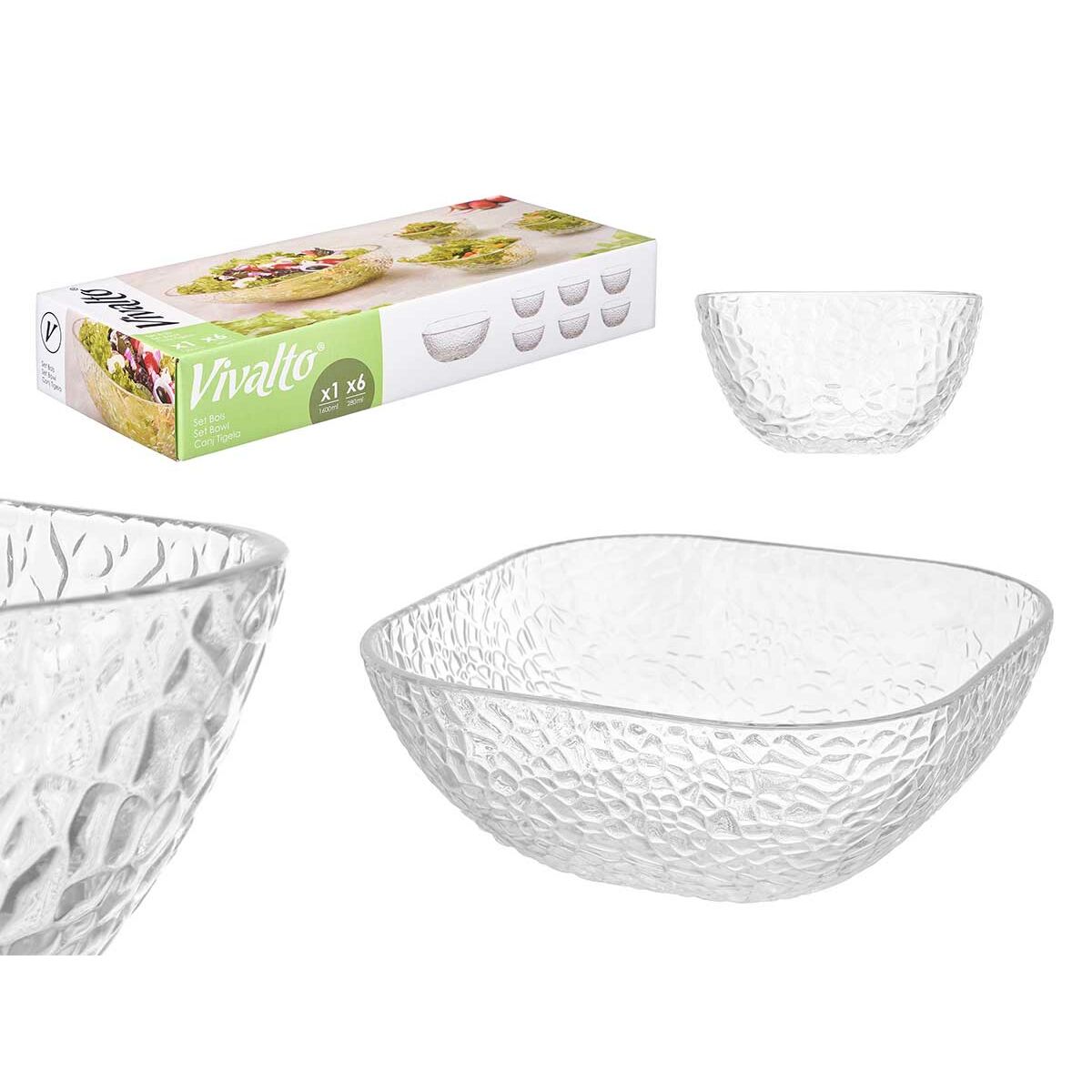 Edénykészlet Vivalto TP70165BK/BH Transparent Glas 20 x 20 x 8 cm 10,3 x 10,3 x 5,5 cm (4 antal) - 2