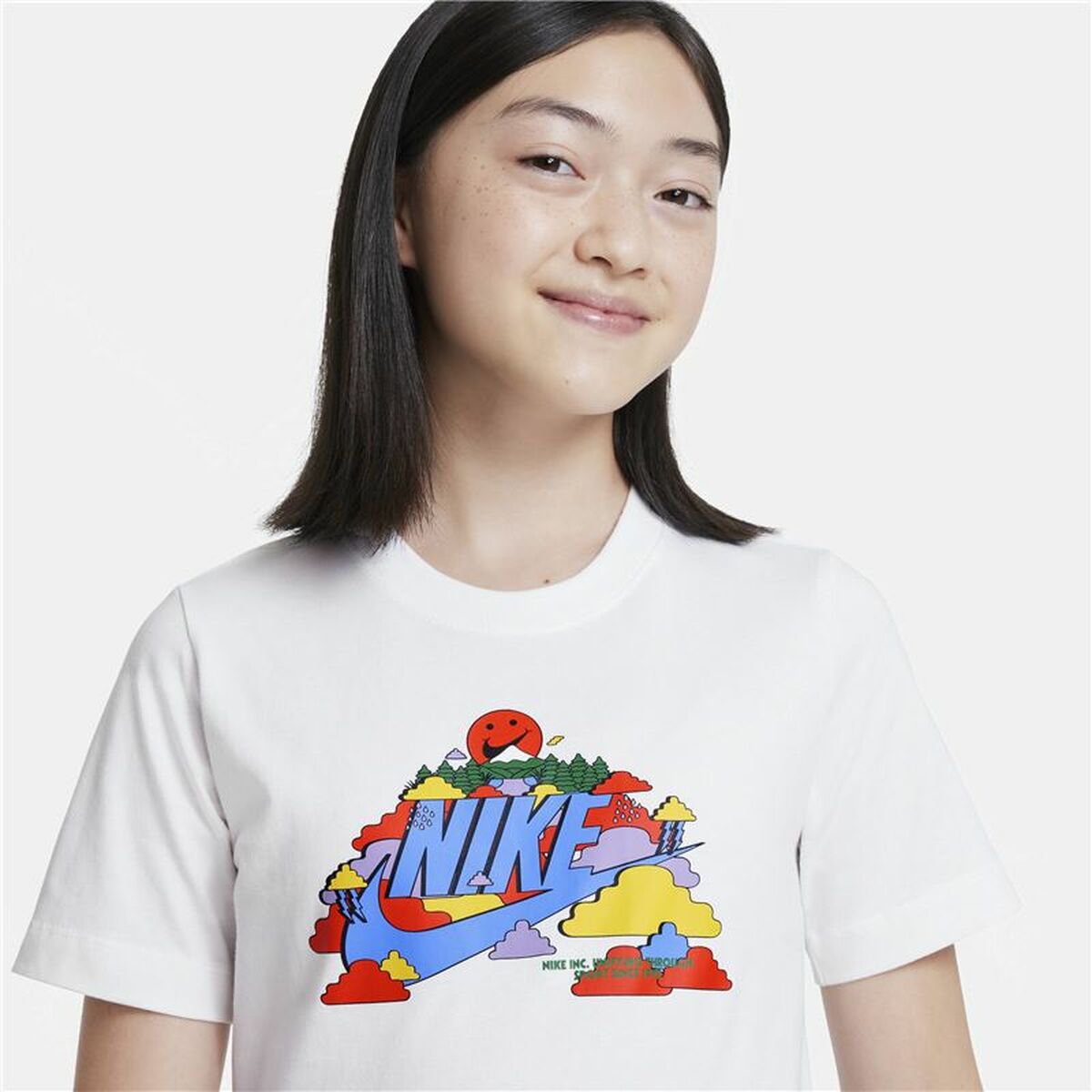 Barn T-shirt med kortärm Nike Happy Cloud Vit - 3
