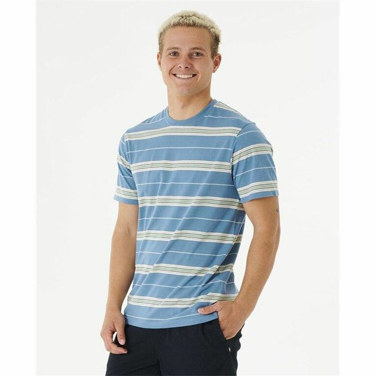 T-shirt Rip Curl Surf Revival Stripe Aquamarine Män - 4