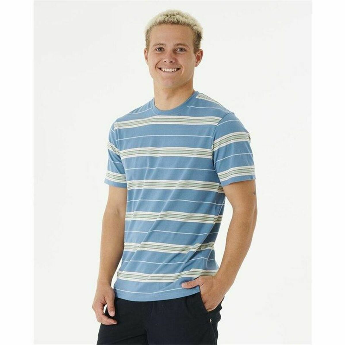 T-shirt Rip Curl Surf Revival Stripe Aquamarine Män - 9