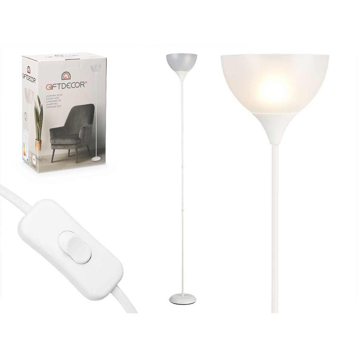 Golvlampa Gift Decor Vit 60 W 220-240 V 22 x 185 x 22 cm (2 antal) - 2