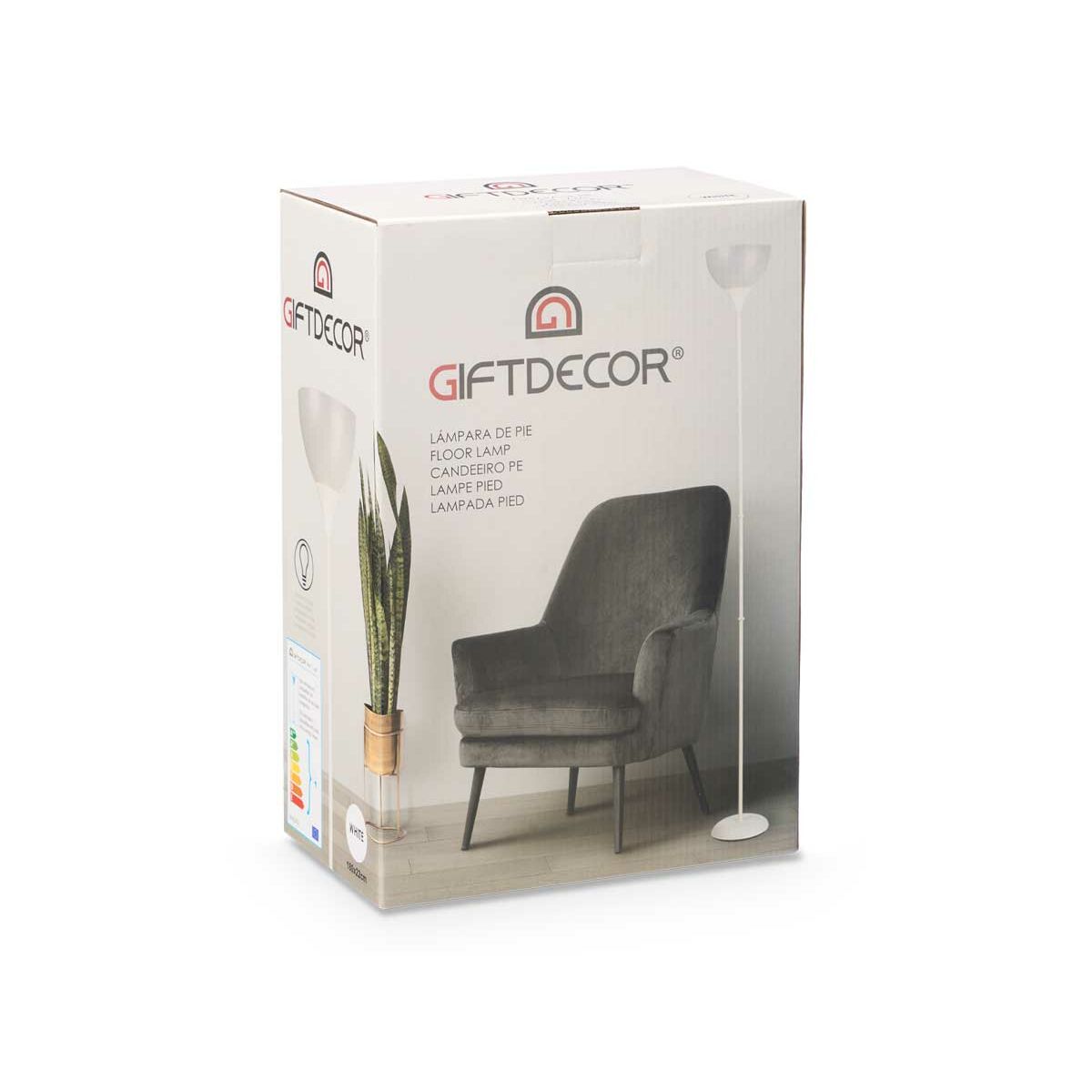 Golvlampa Gift Decor Vit 60 W 220-240 V 22 x 185 x 22 cm (2 antal) - 3