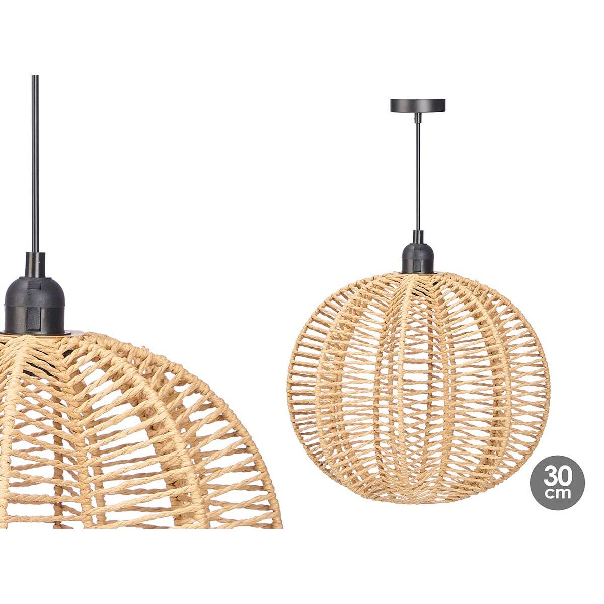 Taklampa 24B521 Svart Naturell Metall Papper 40 W 28 x 26 x 28 cm (4 antal) - 2