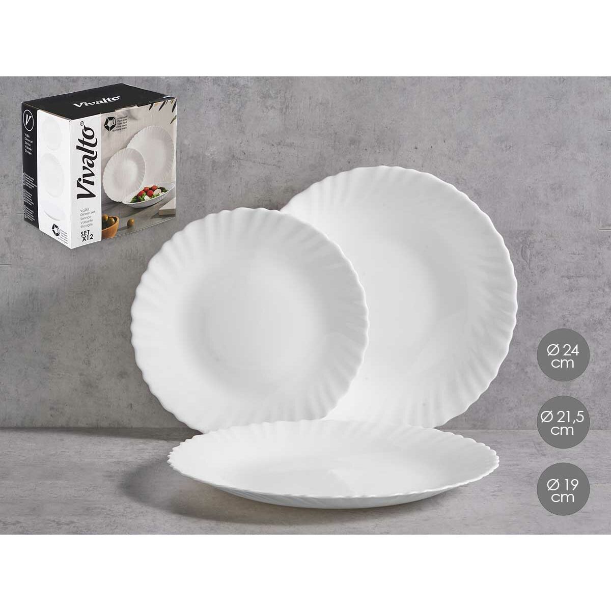Servissats Vivalto Vit Opalinglas (2 antal) - 3