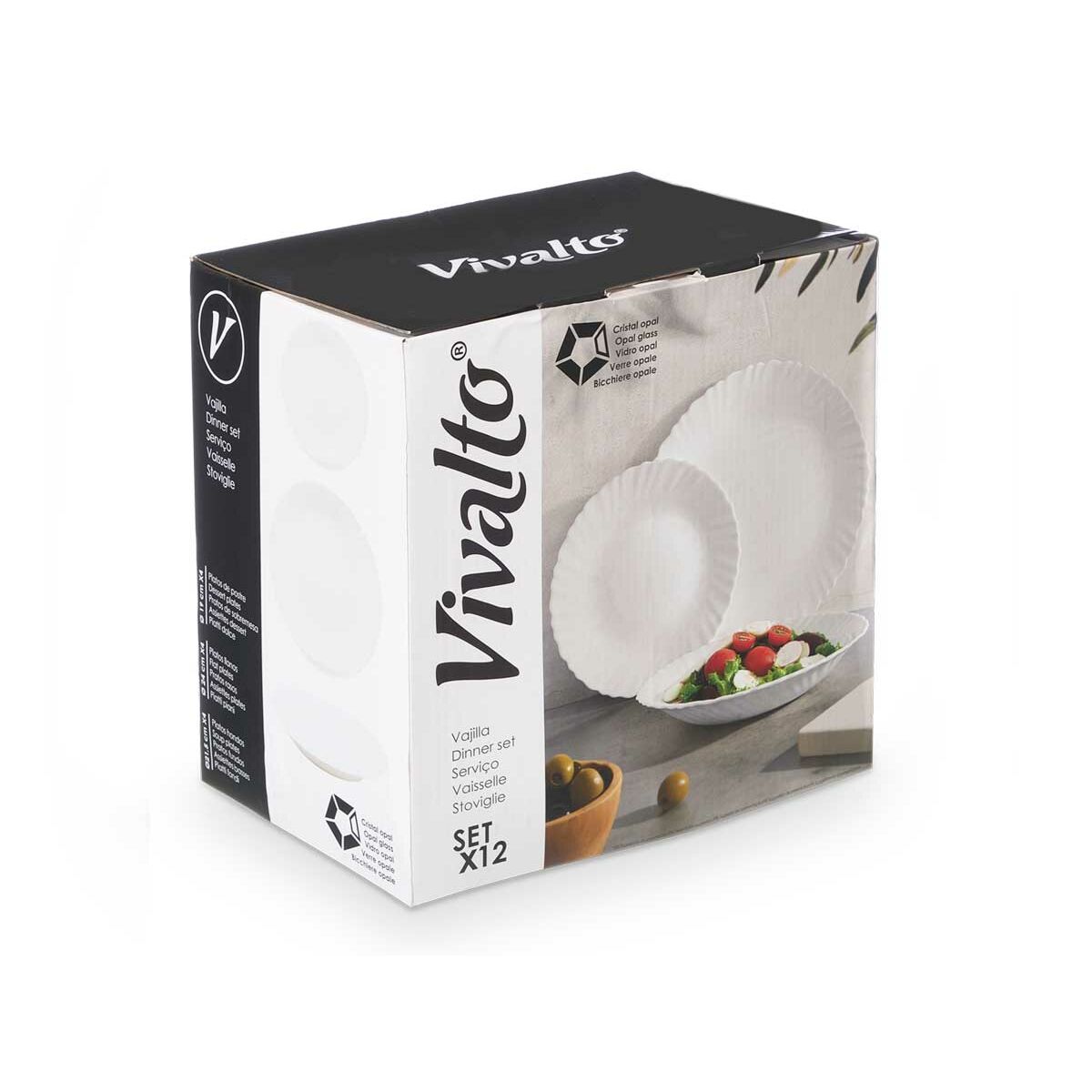 Servissats Vivalto Vit Opalinglas (2 antal) - 4