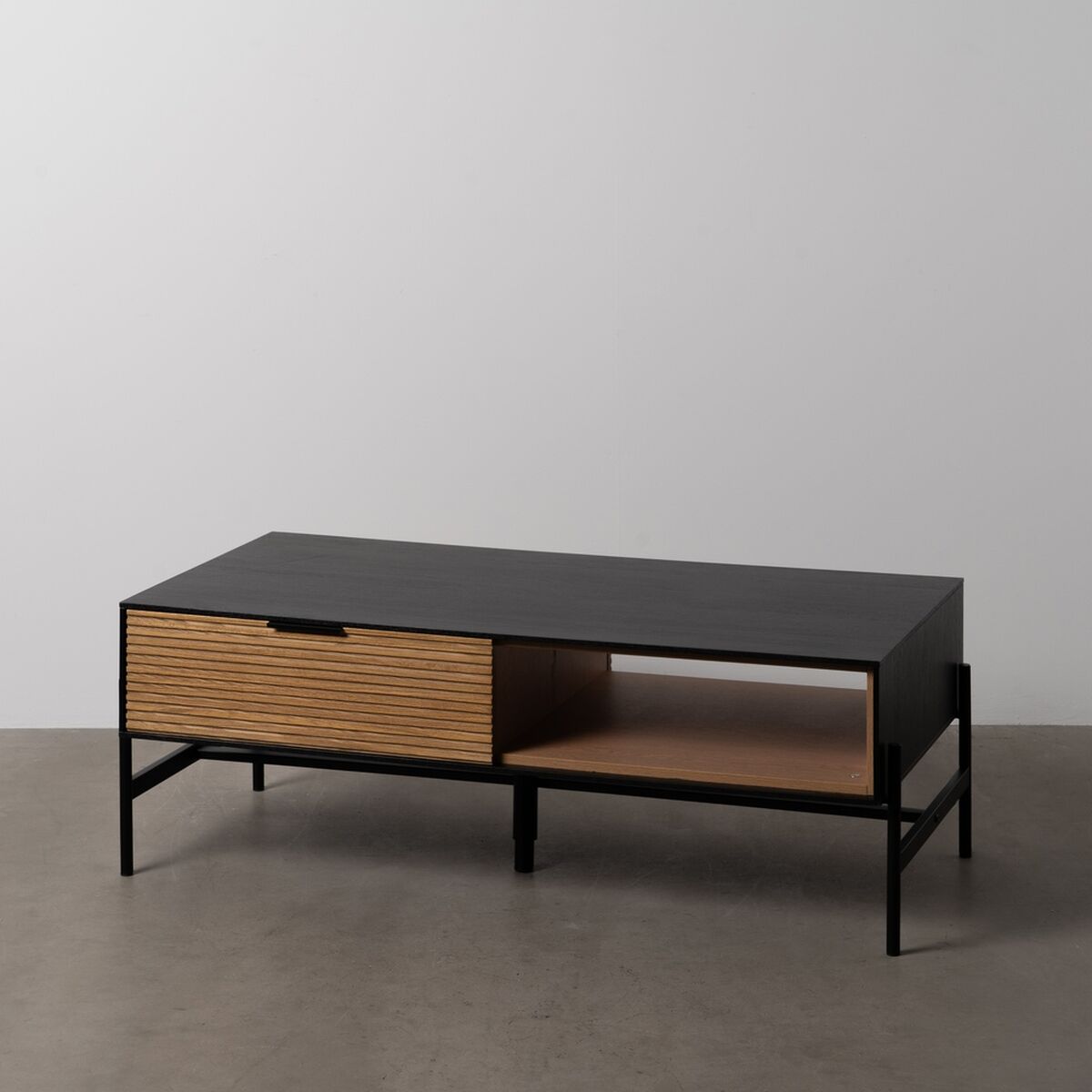 Soffbord ORLEANS Svart Naturell Järn Trä MDF 124 x 60 x 43,5 cm - 2