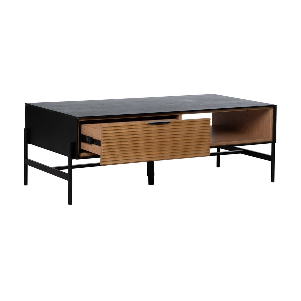 Soffbord ORLEANS Svart Naturell Järn Trä MDF 124 x 60 x 43,5 cm - 3