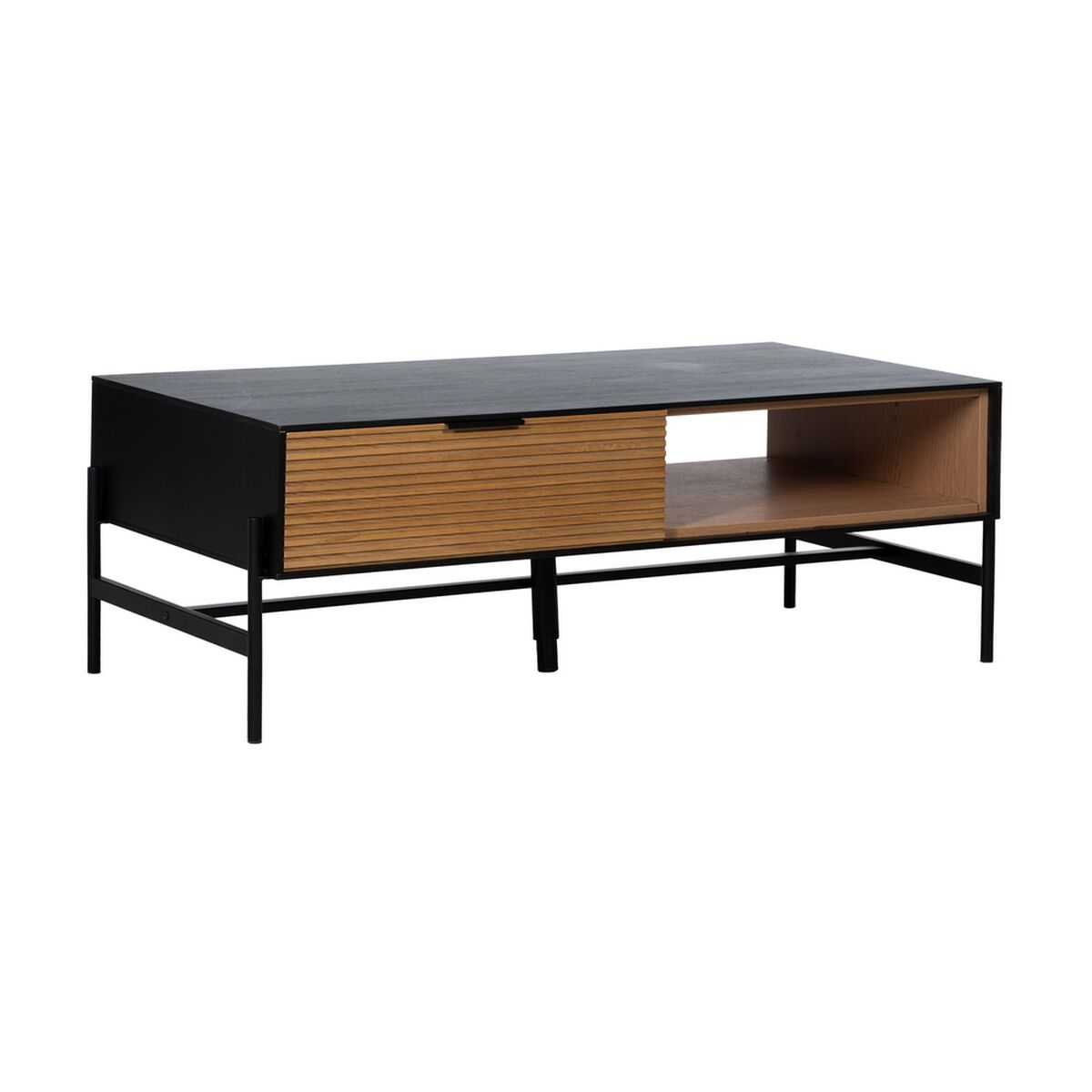 Soffbord ORLEANS Svart Naturell Järn Trä MDF 124 x 60 x 43,5 cm