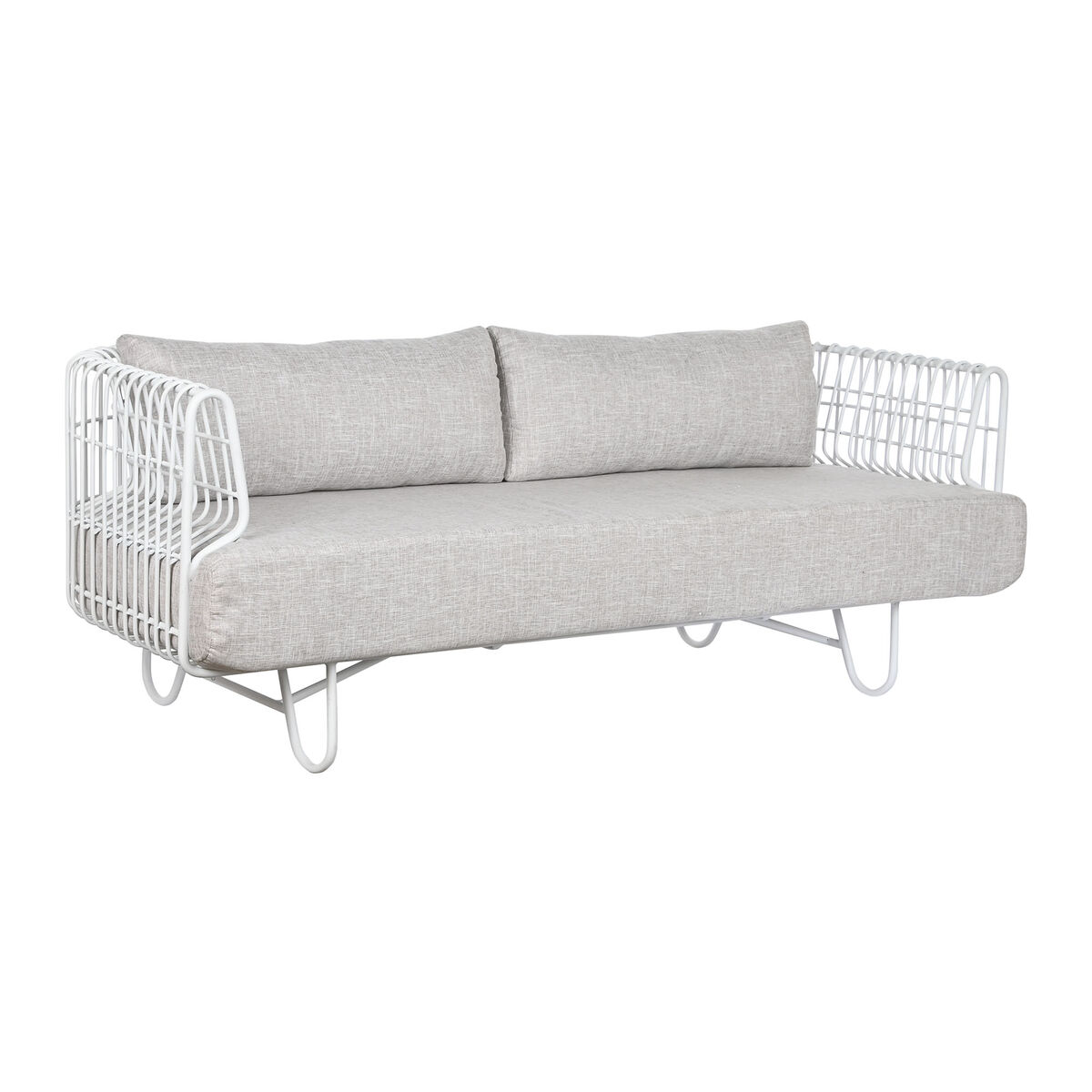 Soffa Home ESPRIT Vit Beige Metall 180 x 66 x 66 cm