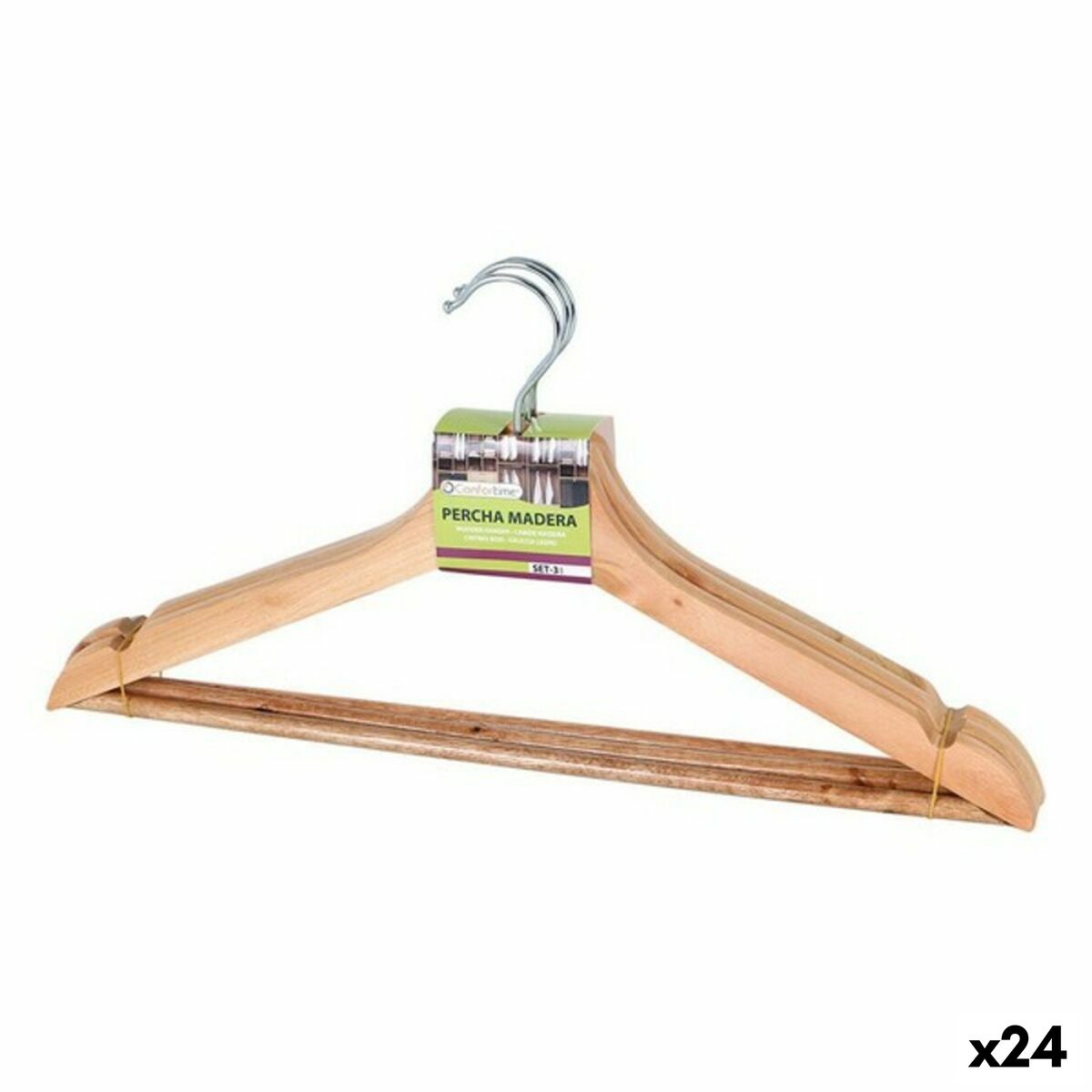 Hängare Confortime Trä 3 Delar (24 antal)